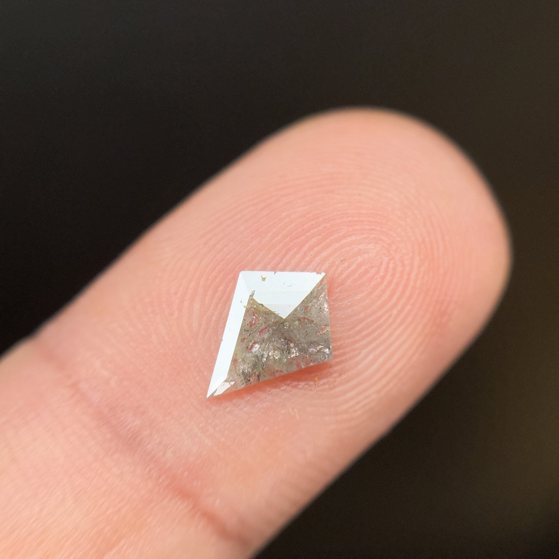 0.46 Ct Kite Rose Cut Grey Natural Salt and Pepper Diamond