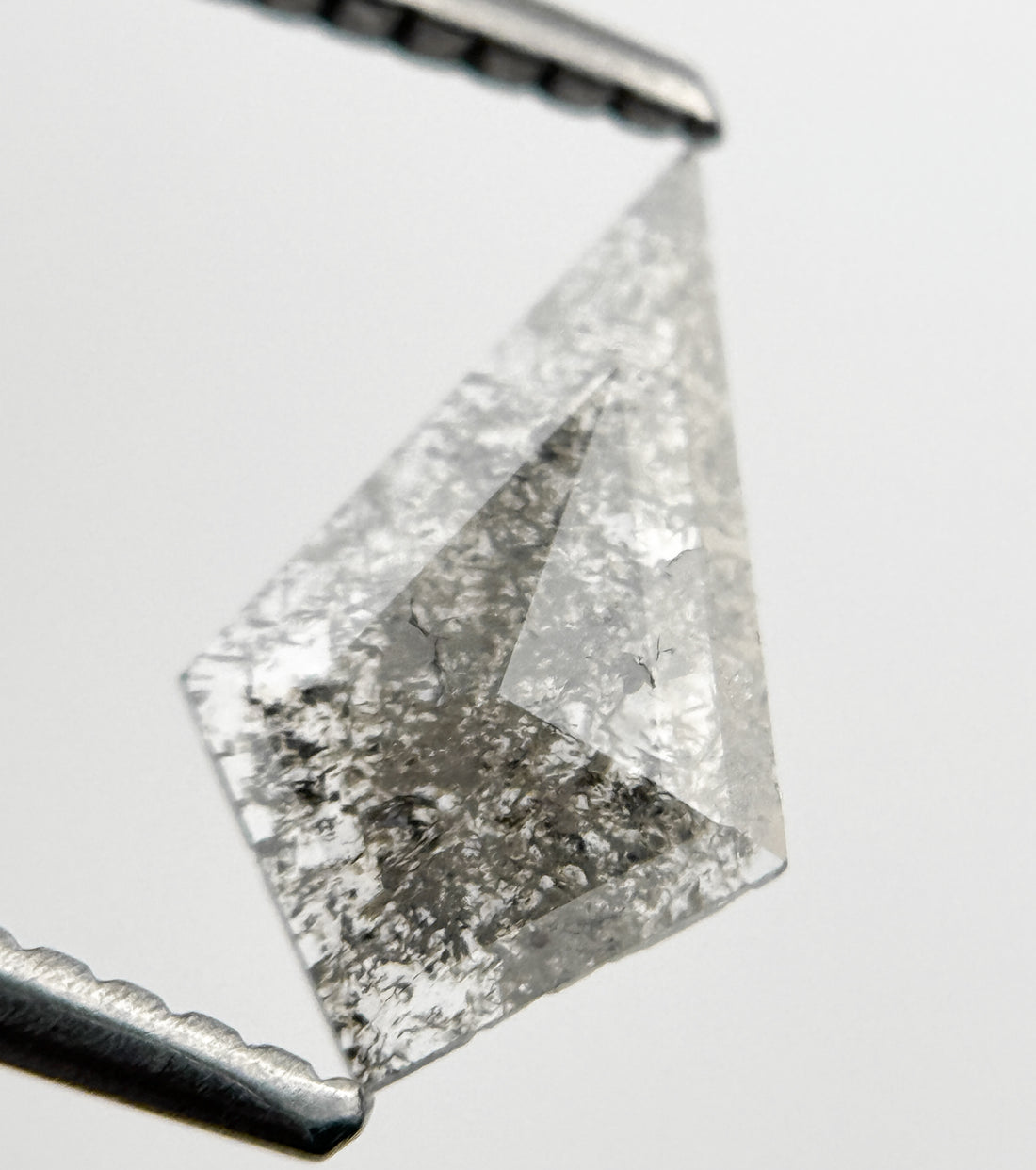 0.54 Ct Kite Rose Cut Grey Natural Salt and Pepper Diamond
