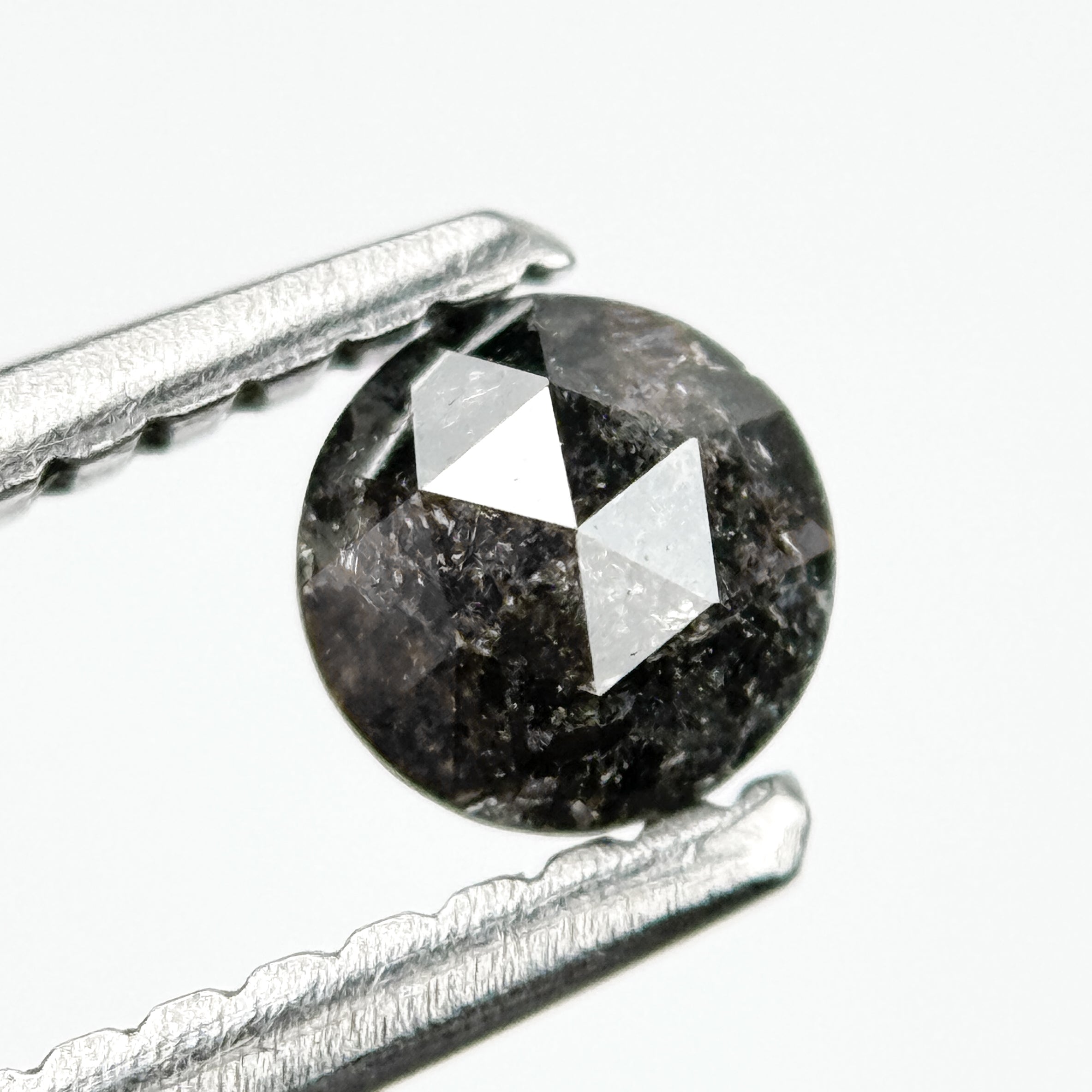 0.32 Ct Round Rose Cut Grey Natural Salt and Pepper Diamond