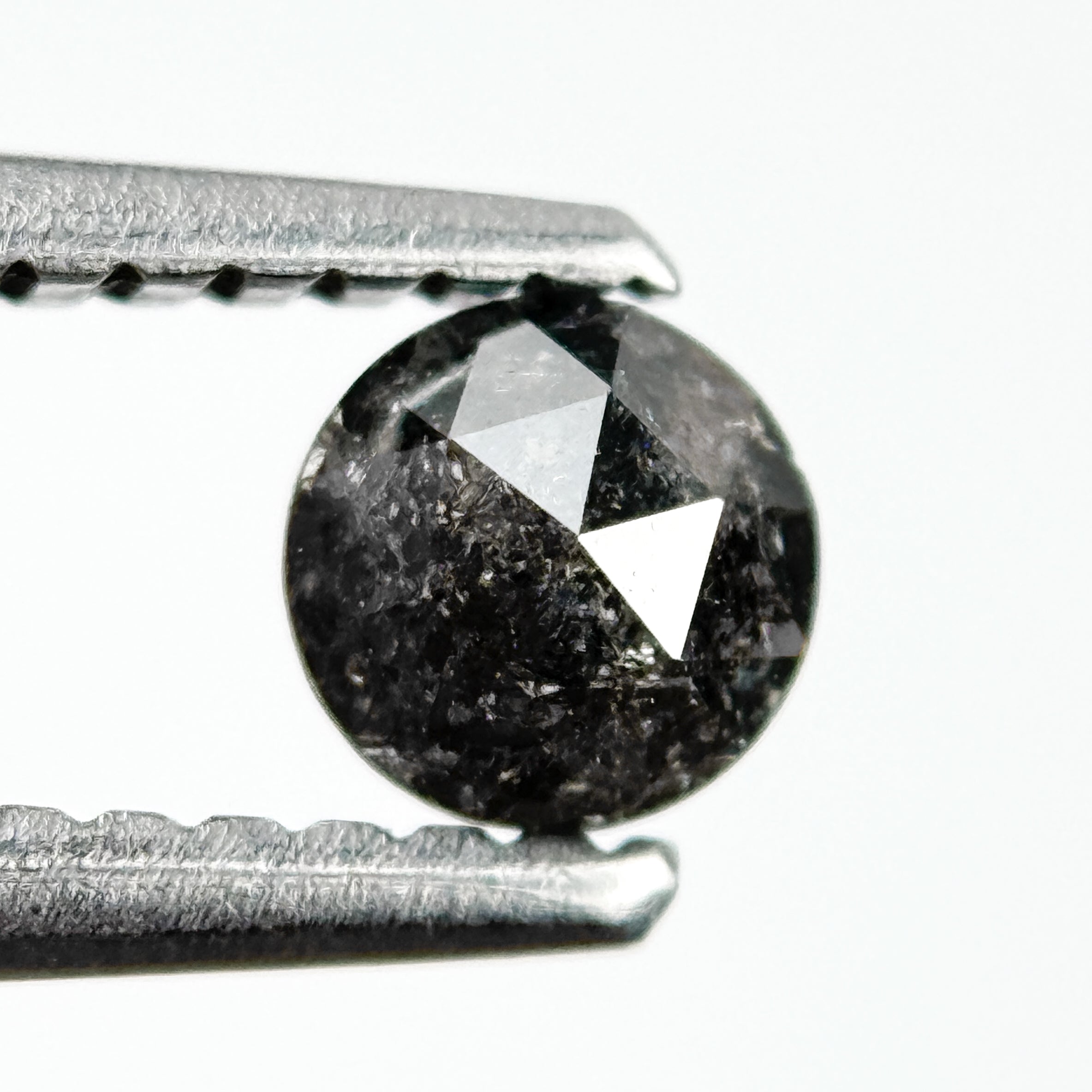 0.32 Ct Round Rose Cut Grey Natural Salt and Pepper Diamond