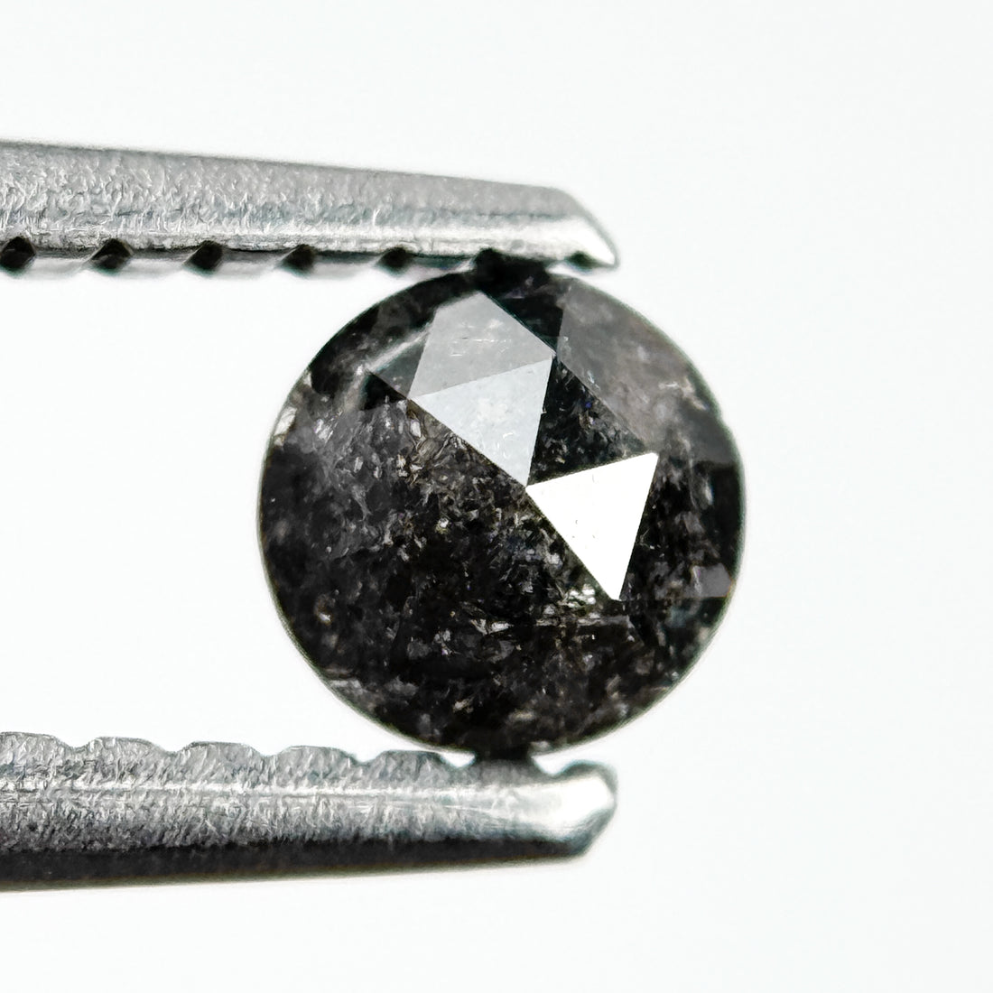 0.32 Ct Round Rose Cut Grey Natural Salt and Pepper Diamond