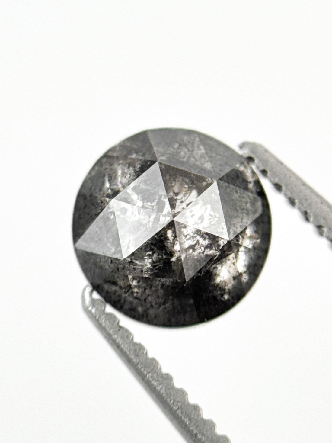 1.11 Ct Round Rose Cut Grey Natural Salt and Pepper Diamond
