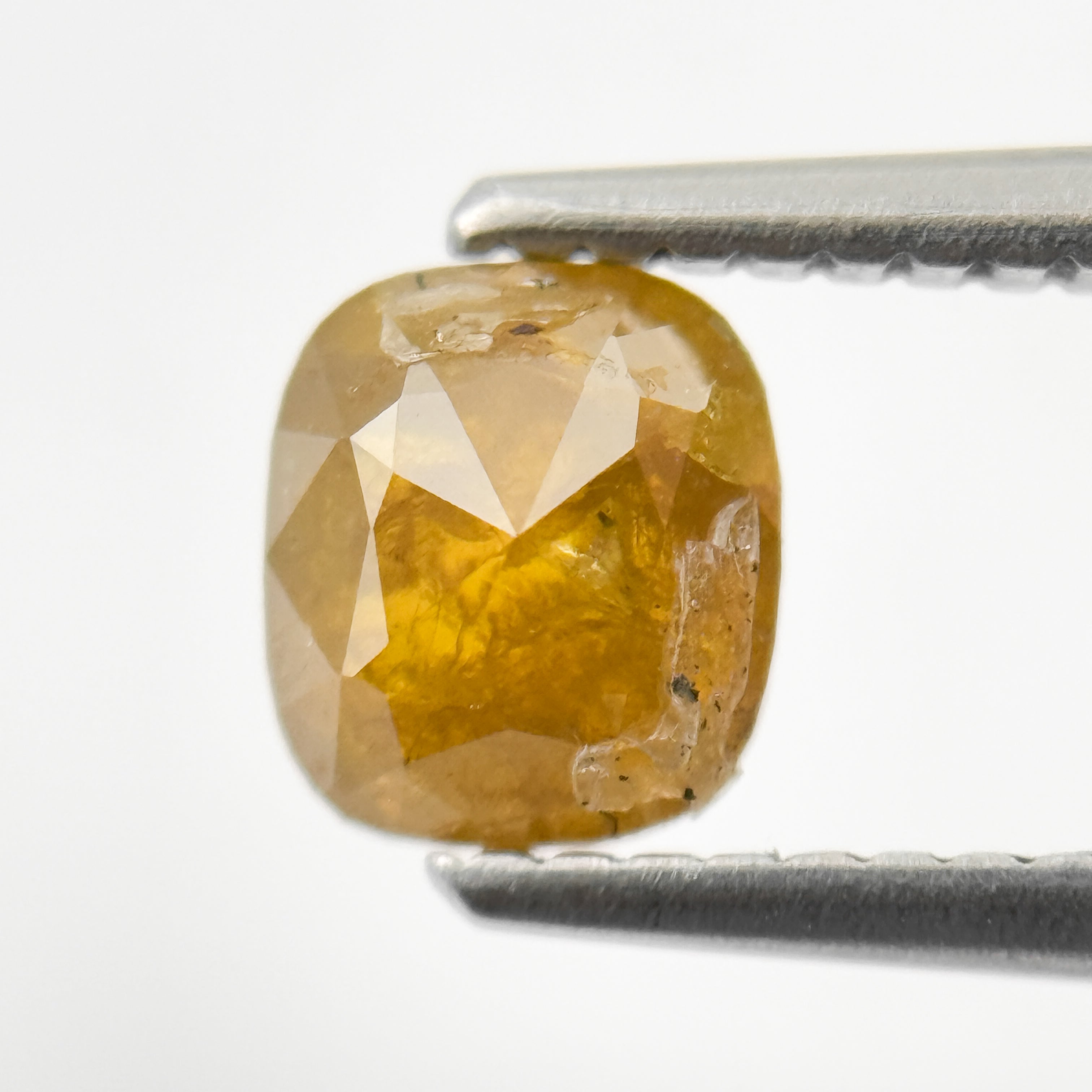 1.03 Ct Cushion Rose Cut Yellow Natural Salt and Pepper Diamond
