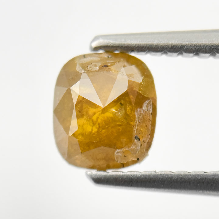 1.03 Ct Cushion Rose Cut Yellow Natural Salt and Pepper Diamond
