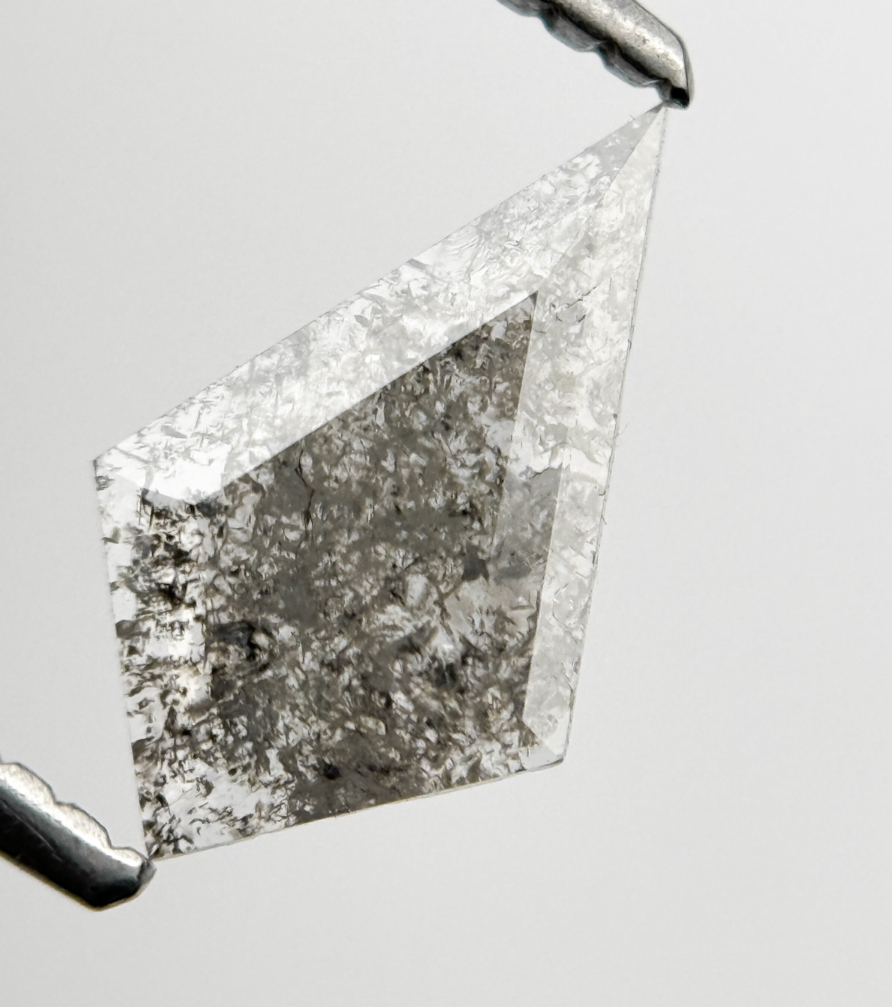 0.54 Ct Kite Rose Cut Grey Natural Salt and Pepper Diamond