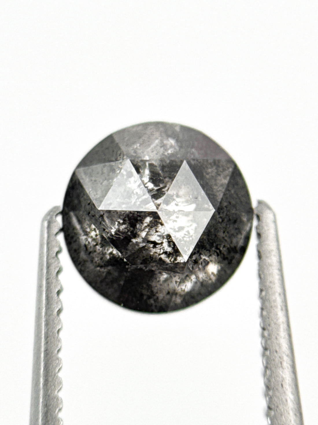 1.11 Ct Round Rose Cut Grey Natural Salt and Pepper Diamond