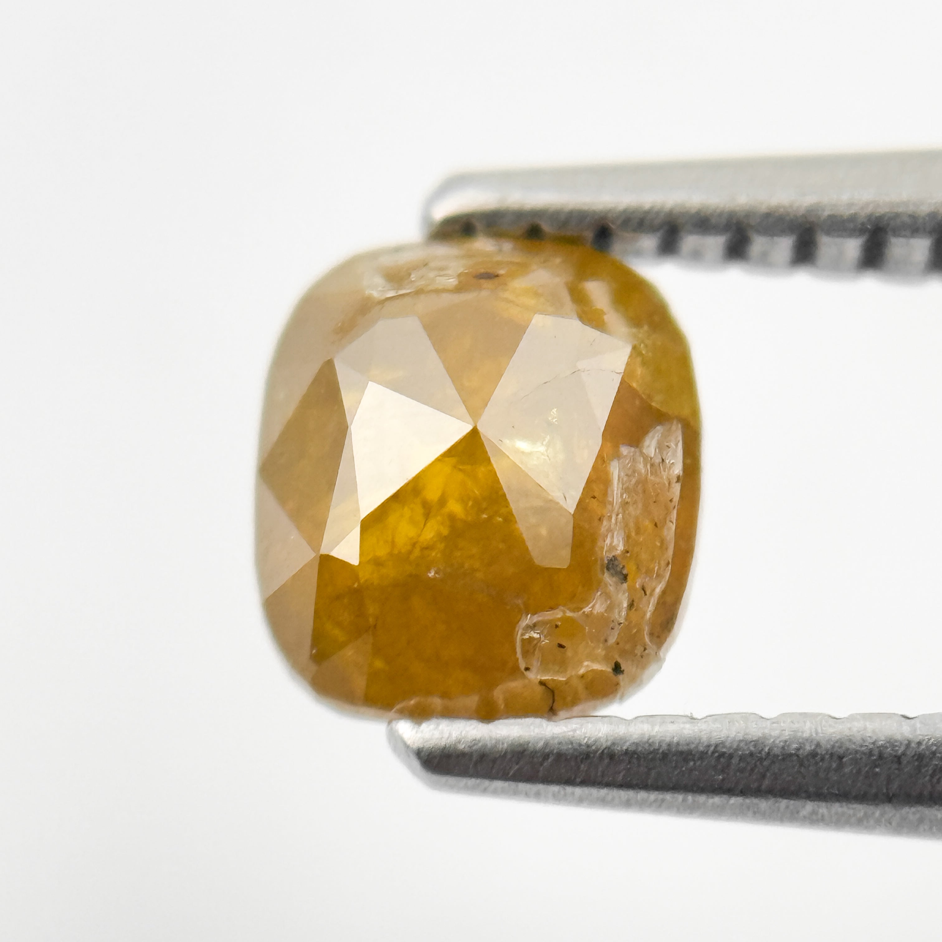 1.03 Ct Cushion Rose Cut Yellow Natural Salt and Pepper Diamond