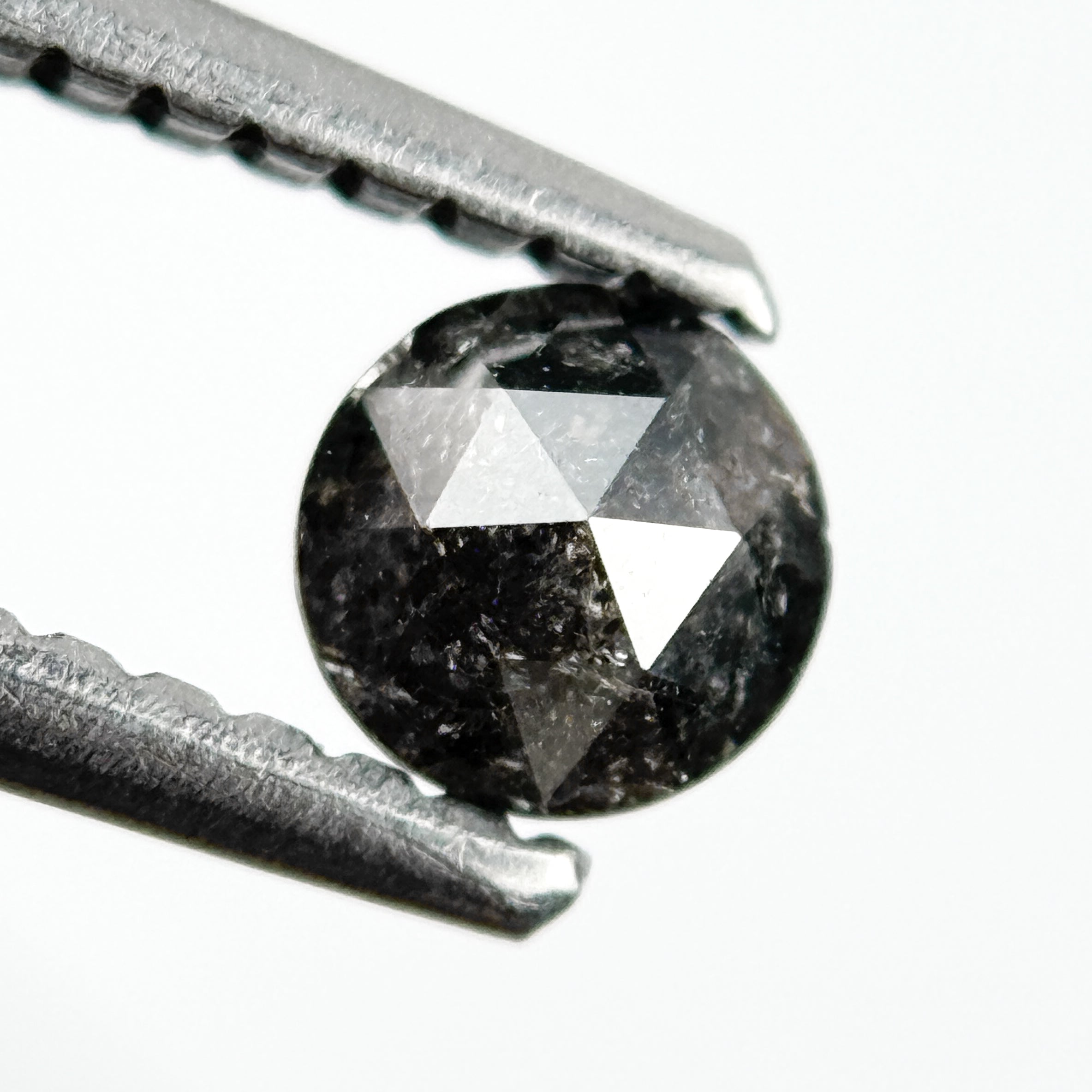 0.32 Ct Round Rose Cut Grey Natural Salt and Pepper Diamond