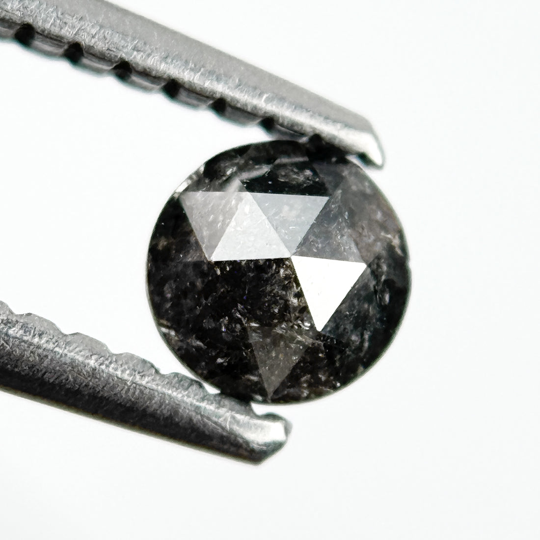 0.32 Ct Round Rose Cut Grey Natural Salt and Pepper Diamond