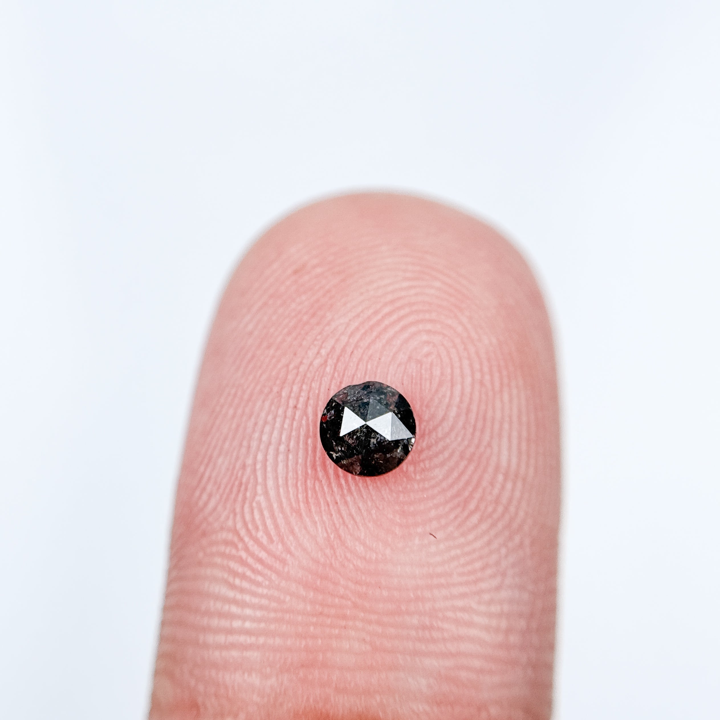0.32 Ct Round Rose Cut Grey Natural Salt and Pepper Diamond