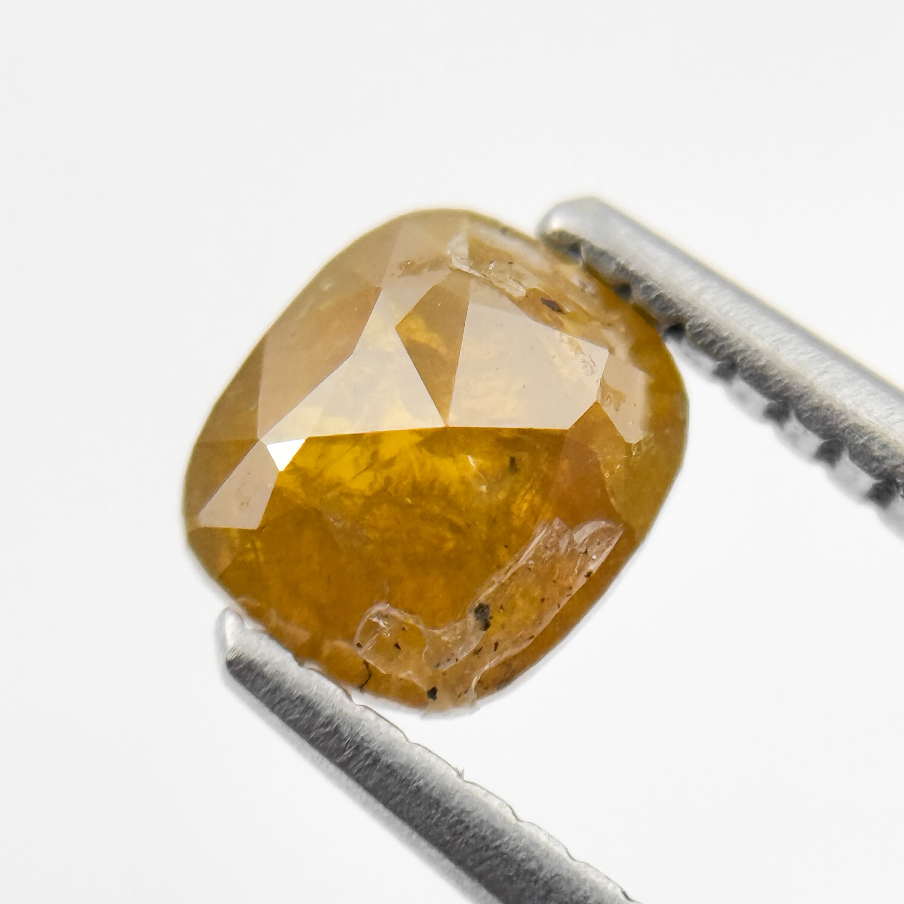 1.03 Ct Cushion Rose Cut Yellow Natural Salt and Pepper Diamond