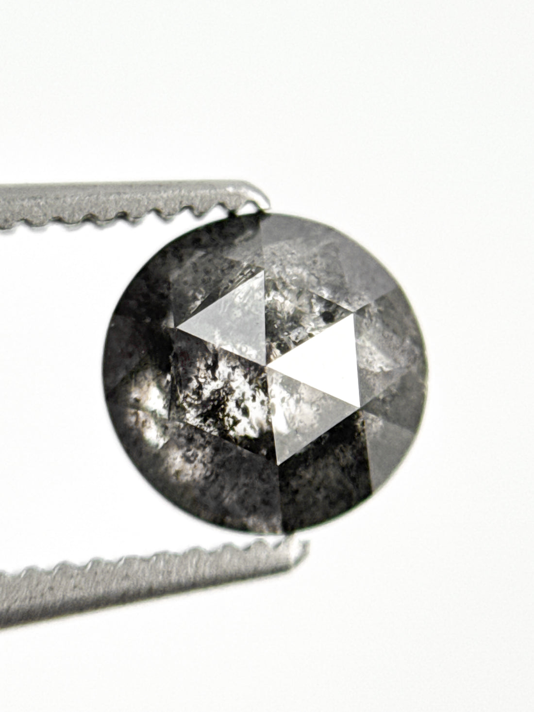 1.11 Ct Round Rose Cut Grey Natural Salt and Pepper Diamond