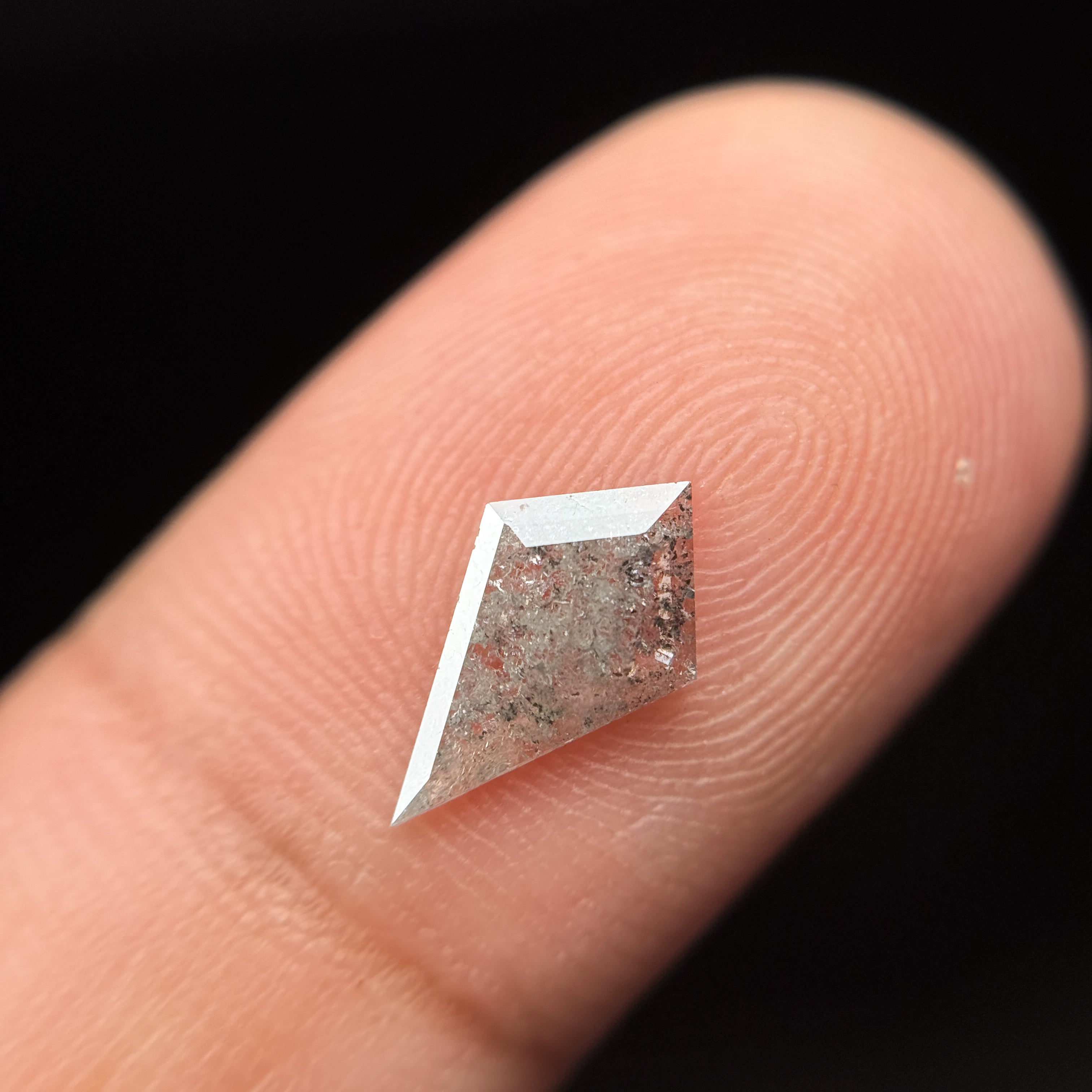 0.54 Ct Kite Rose Cut Grey Natural Salt and Pepper Diamond