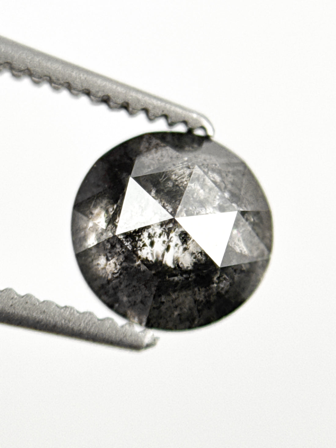 1.11 Ct Round Rose Cut Grey Natural Salt and Pepper Diamond