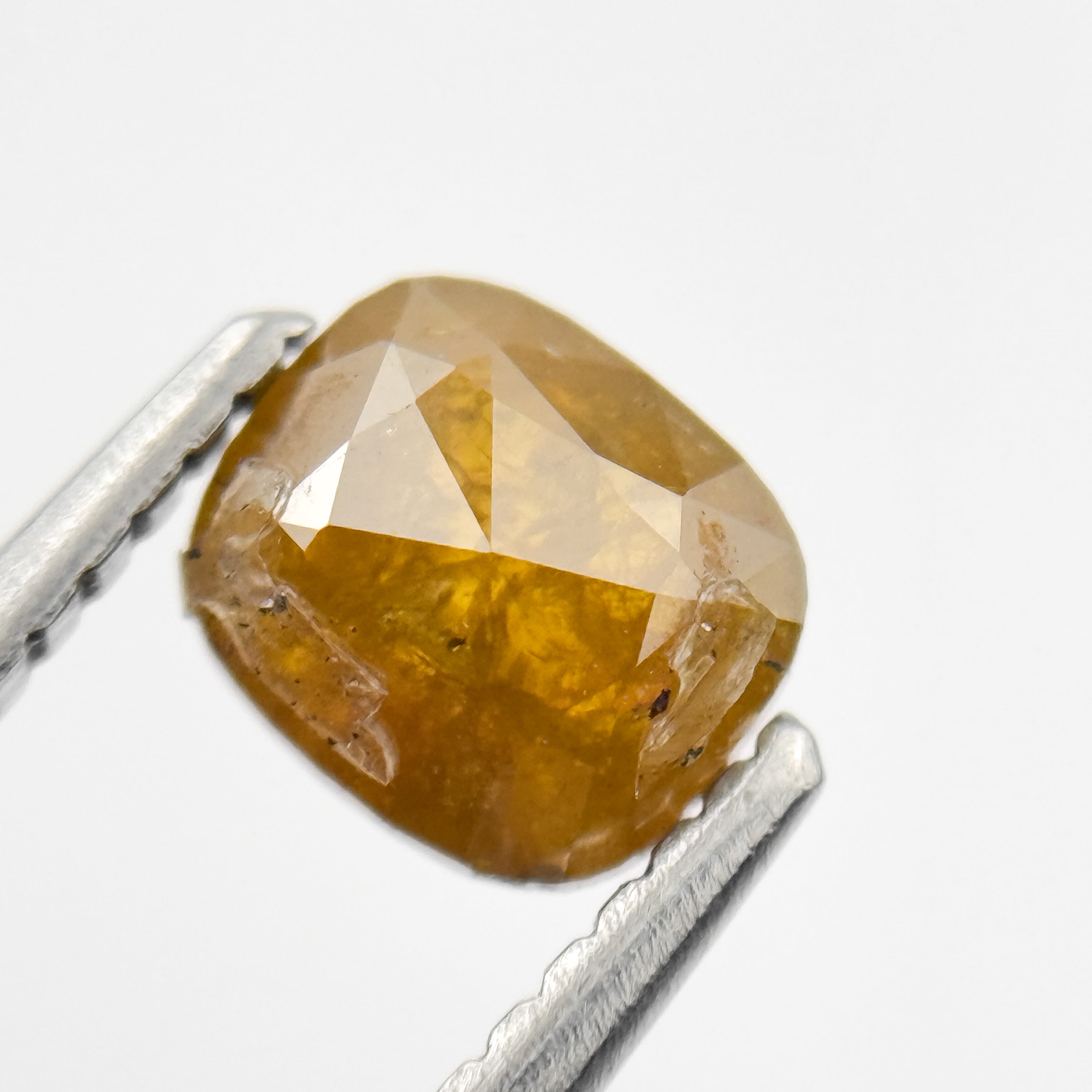 1.03 Ct Cushion Rose Cut Yellow Natural Salt and Pepper Diamond