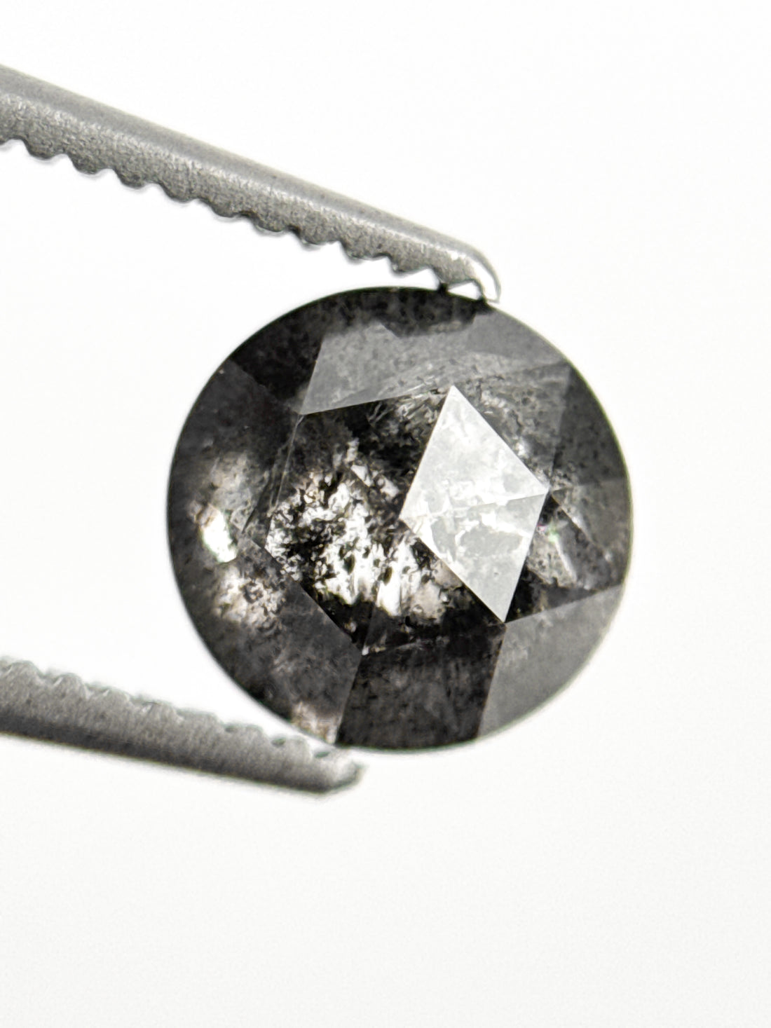 1.11 Ct Round Rose Cut Grey Natural Salt and Pepper Diamond