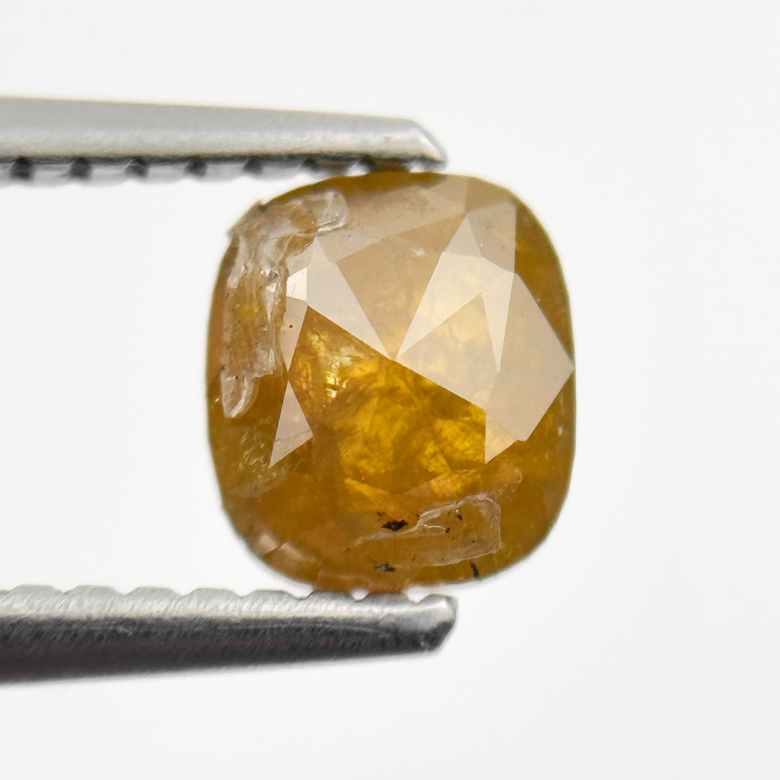 1.03 Ct Cushion Rose Cut Yellow Natural Salt and Pepper Diamond