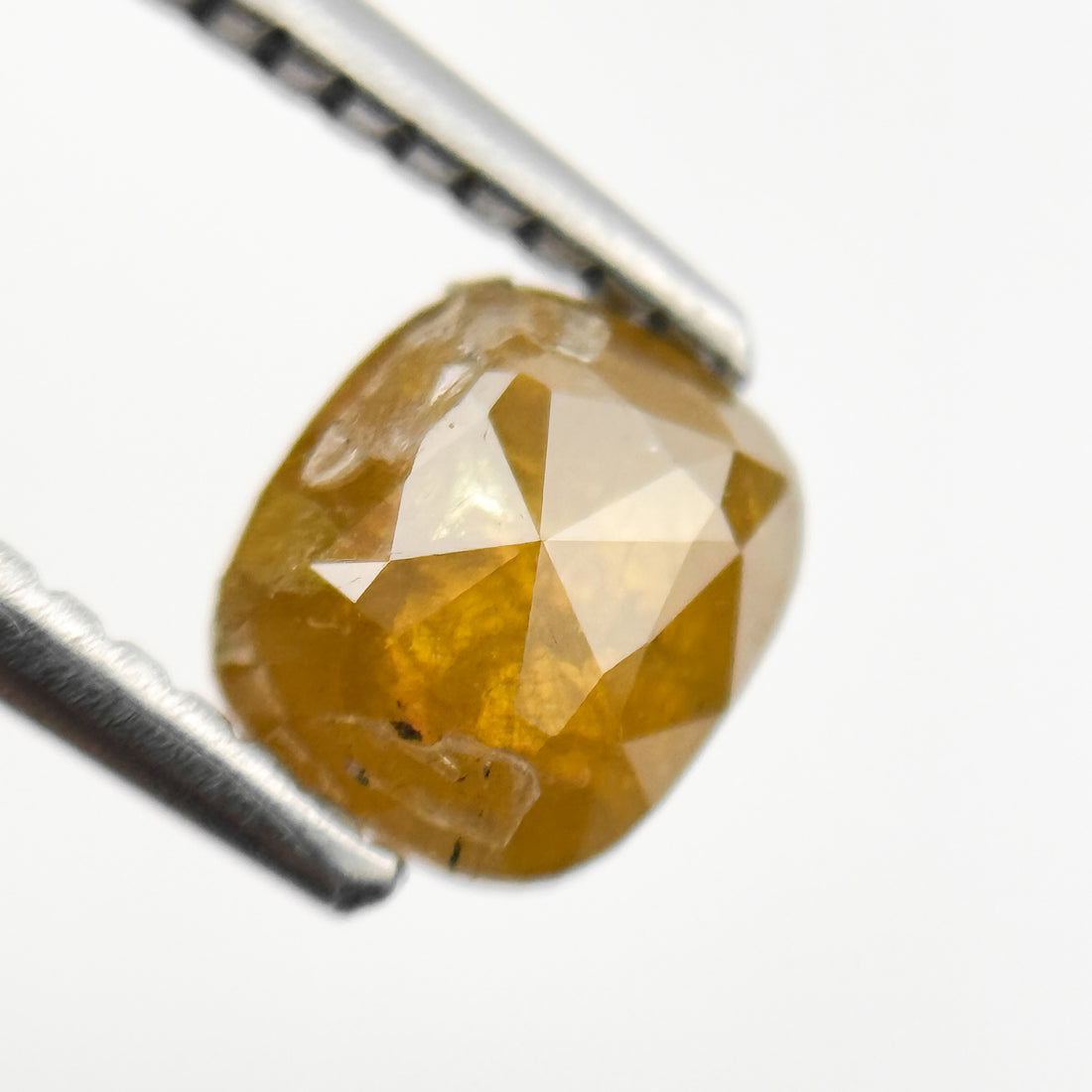 1.03 Ct Cushion Rose Cut Yellow Natural Salt and Pepper Diamond