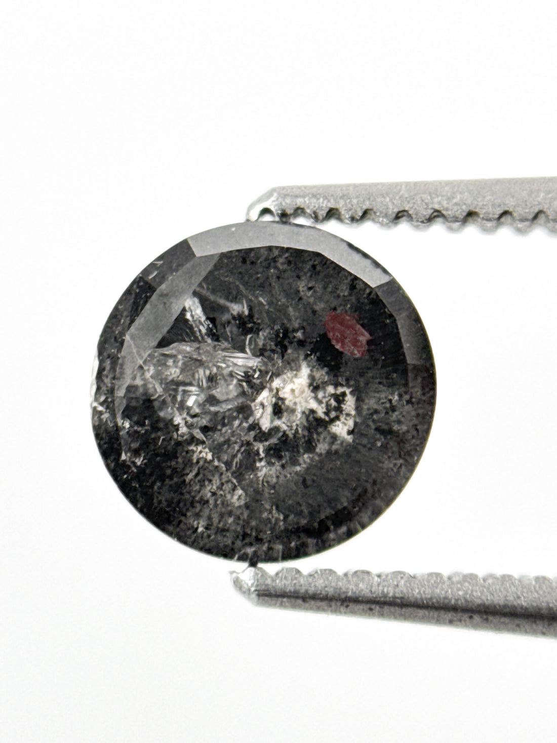 1.11 Ct Round Rose Cut Grey Natural Salt and Pepper Diamond