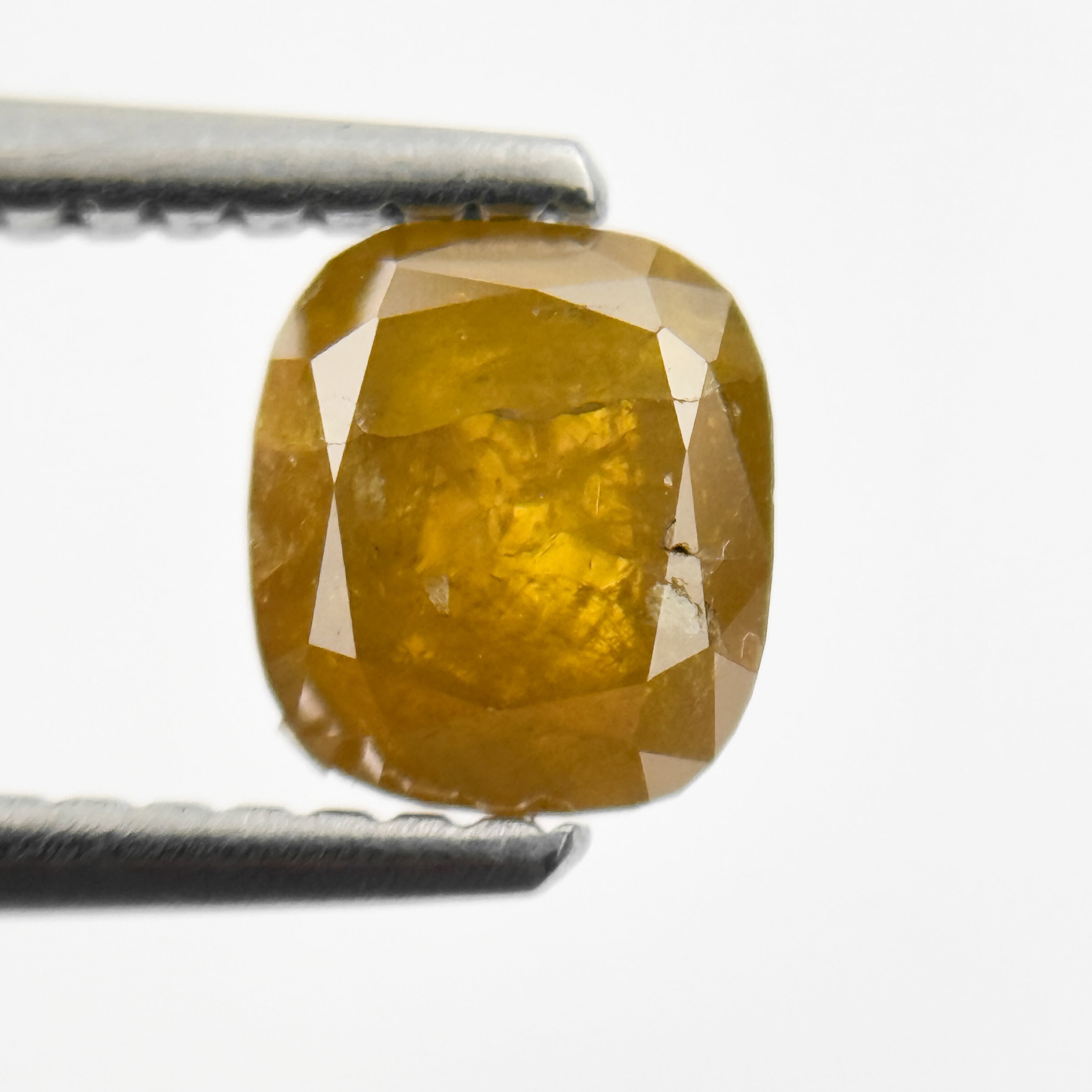 1.03 Ct Cushion Rose Cut Yellow Natural Salt and Pepper Diamond