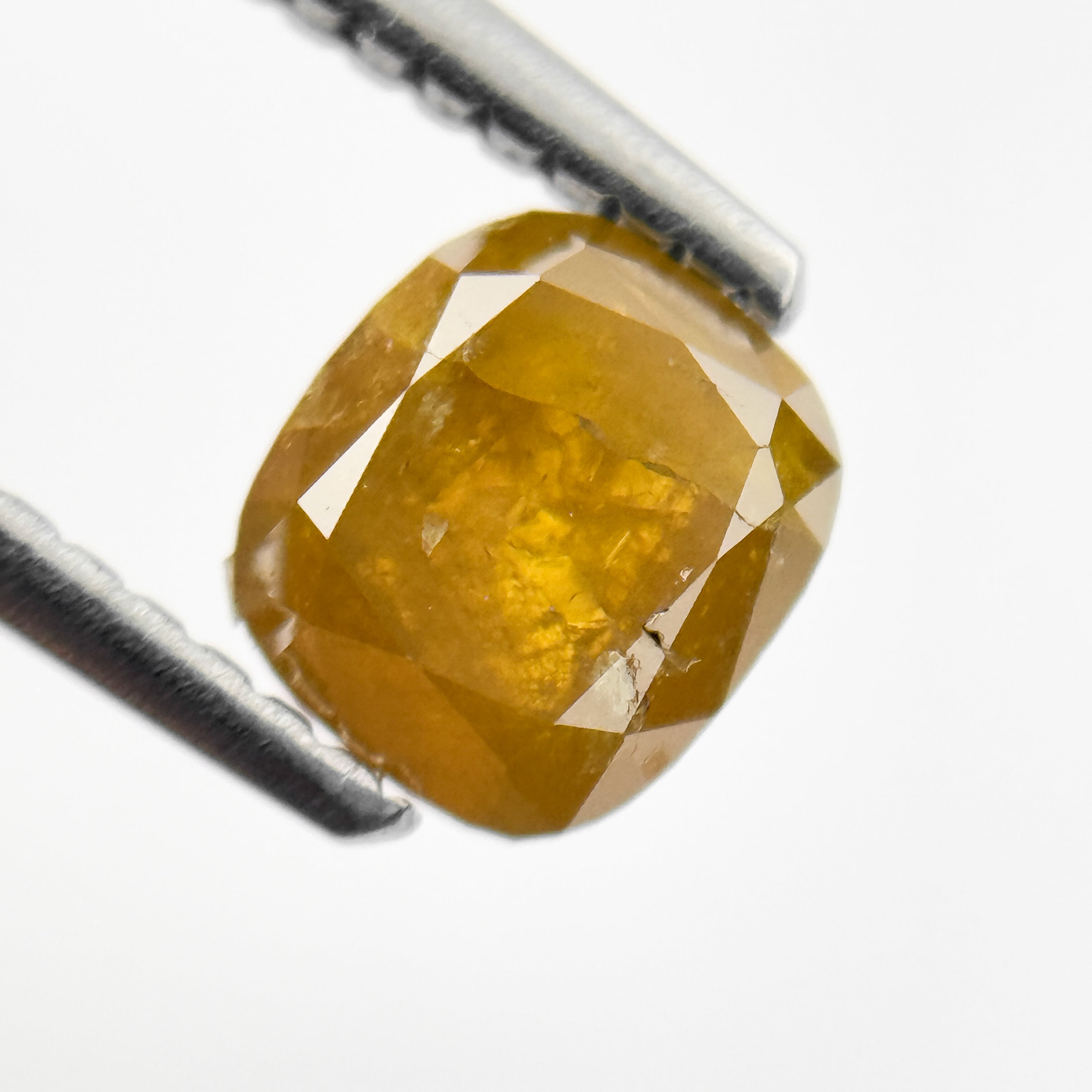 1.03 Ct Cushion Rose Cut Yellow Natural Salt and Pepper Diamond