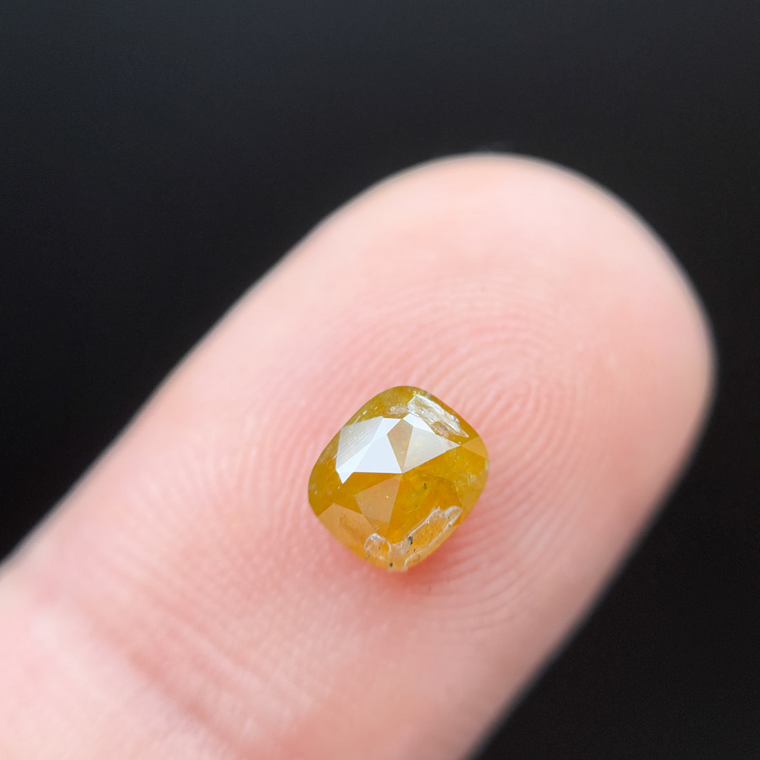 1.03 Ct Cushion Rose Cut Yellow Natural Salt and Pepper Diamond