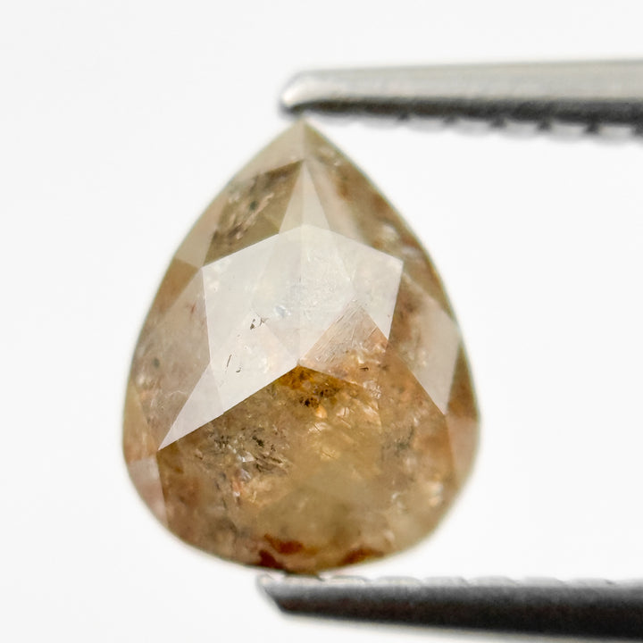 1.33 Ct Pear Rose Cut Orange Natural Salt and Pepper Diamond