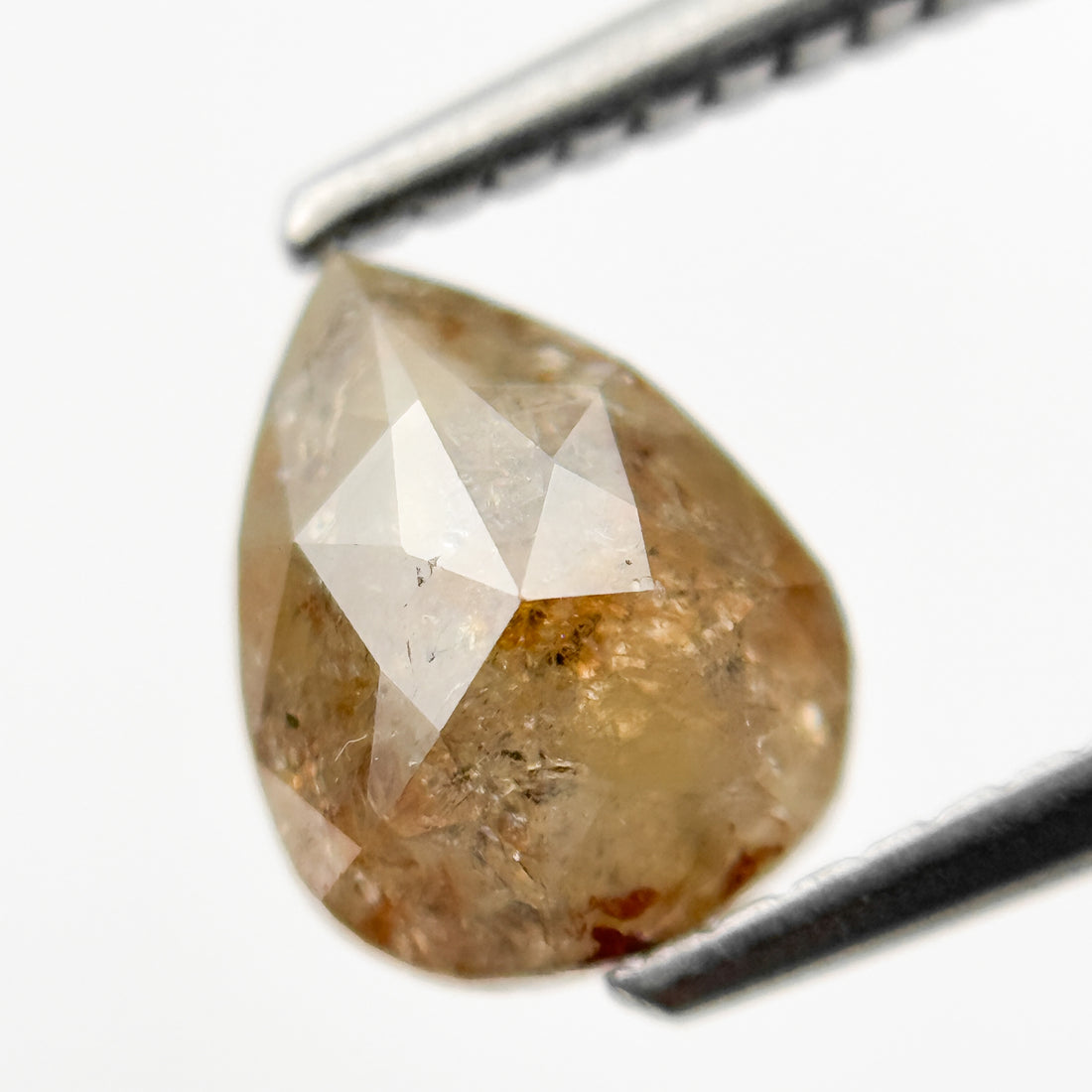 1.33 Ct Pear Rose Cut Orange Natural Salt and Pepper Diamond