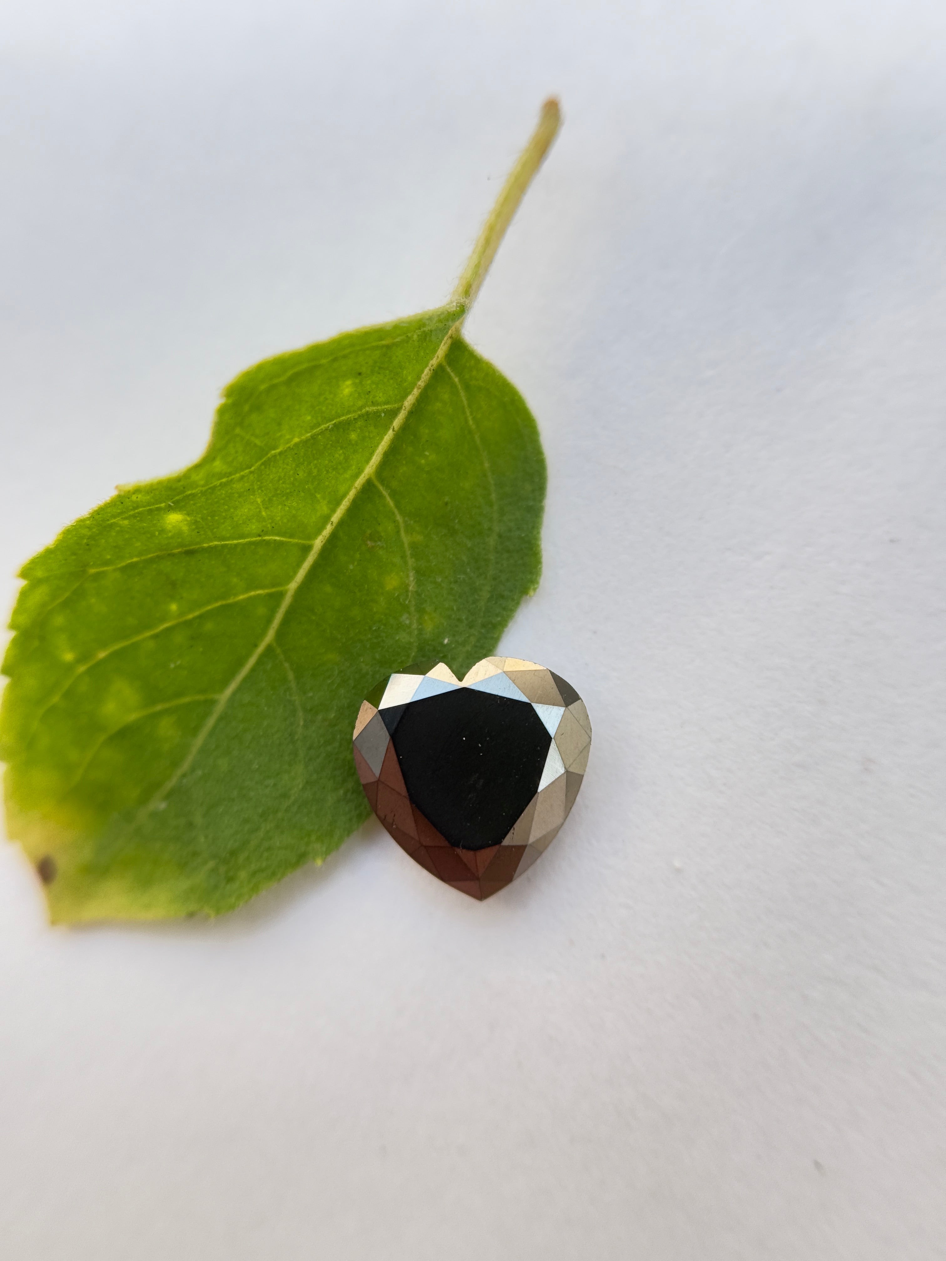 0.78 Ct Heart Rose Cut Black Natural Salt and Pepper Diamond