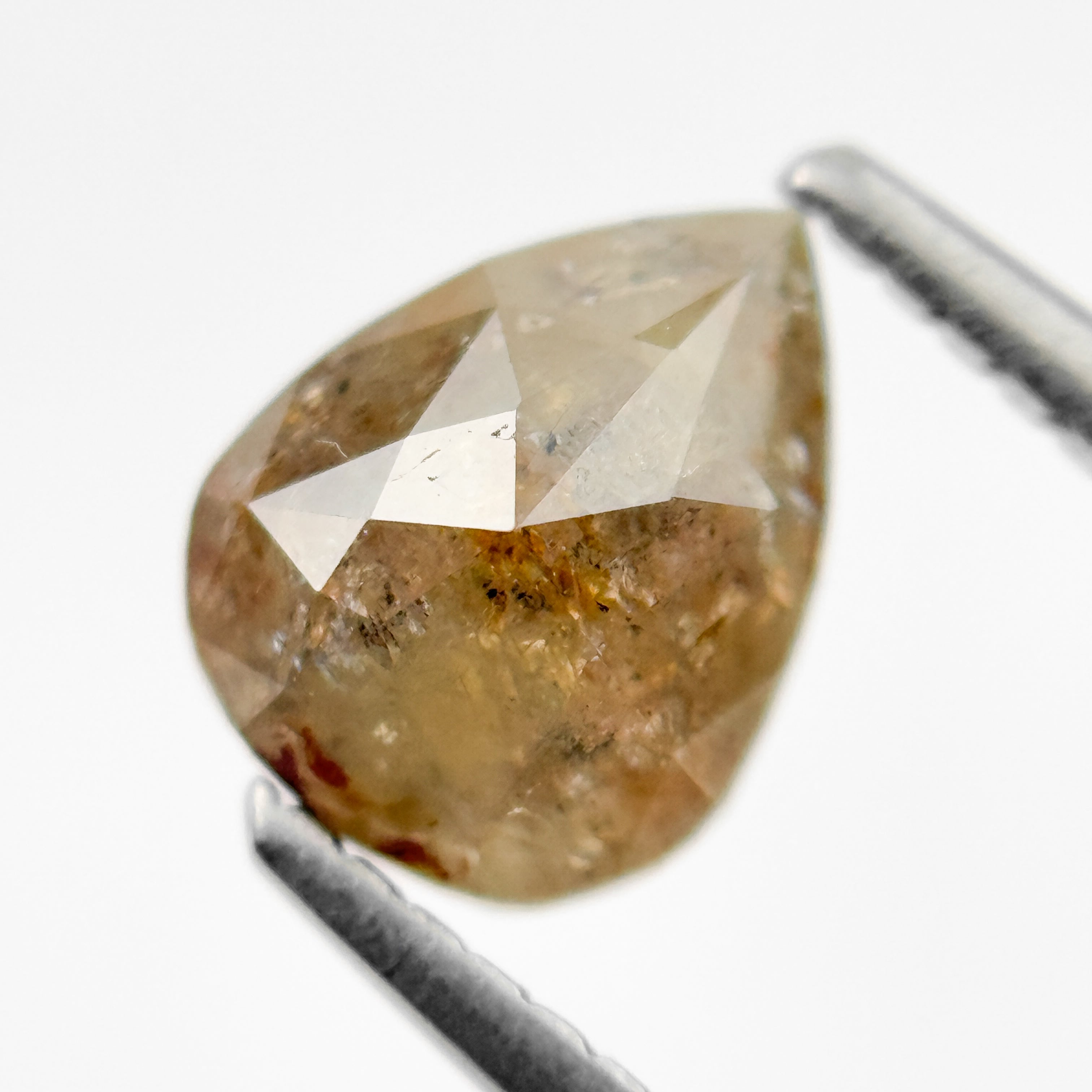 1.33 Ct Pear Rose Cut Orange Natural Salt and Pepper Diamond
