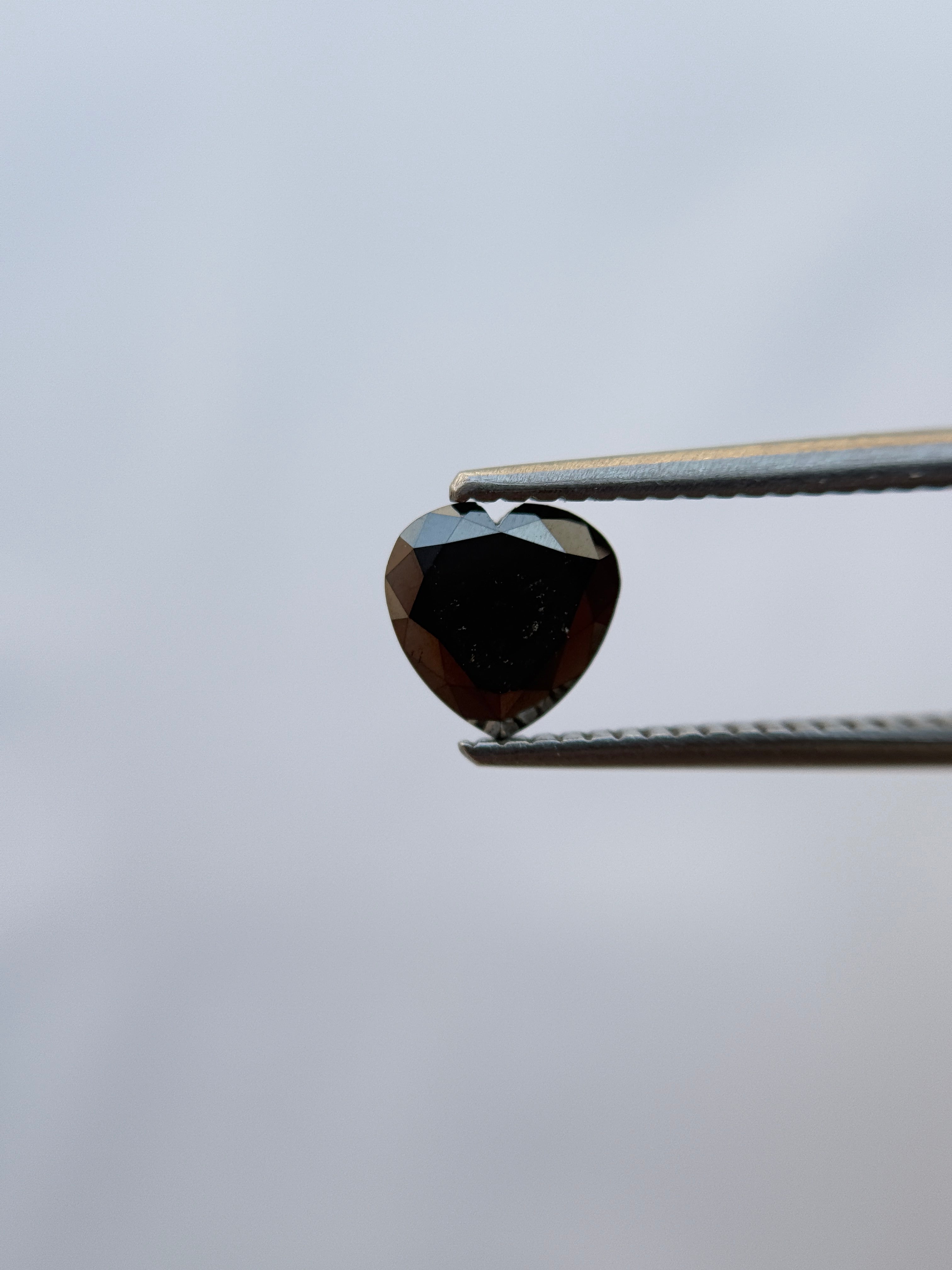 0.78 Ct Heart Rose Cut Black Natural Salt and Pepper Diamond