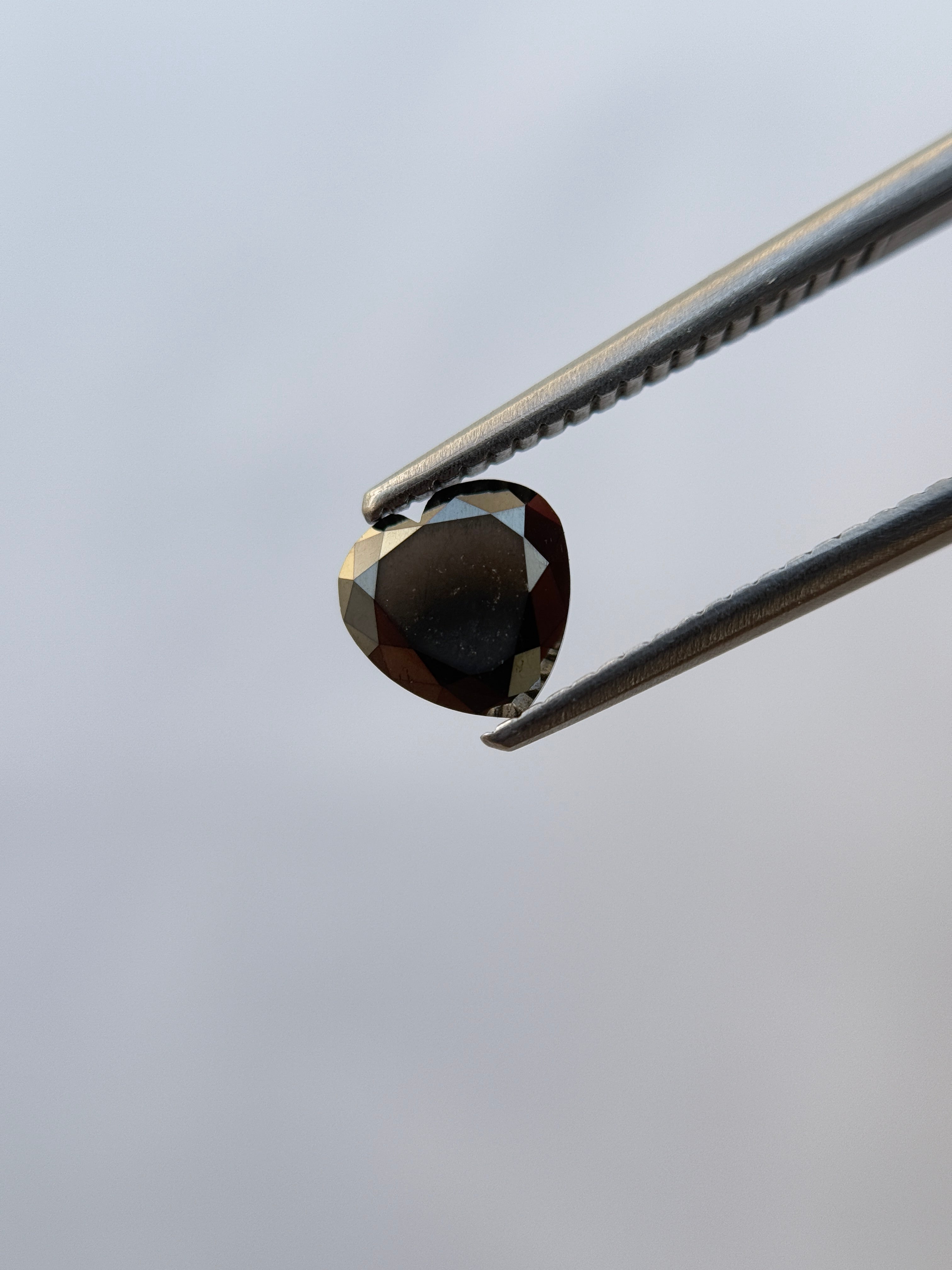 0.78 Ct Heart Rose Cut Black Natural Salt and Pepper Diamond
