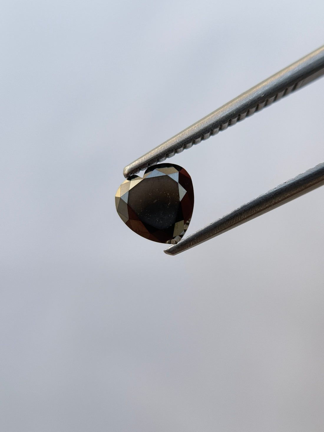 0.78 Ct Heart Rose Cut Black Natural Salt and Pepper Diamond