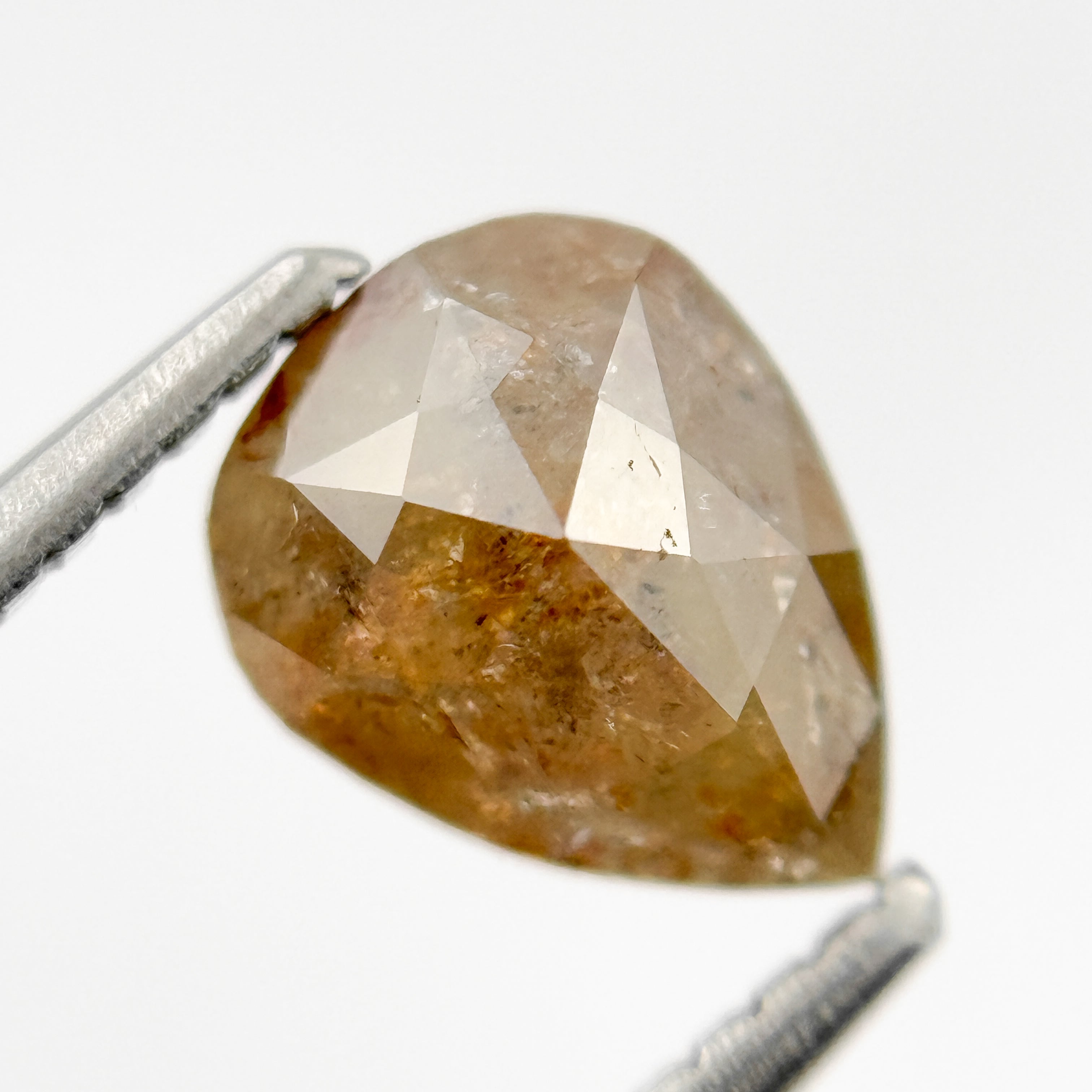 1.33 Ct Pear Rose Cut Orange Natural Salt and Pepper Diamond