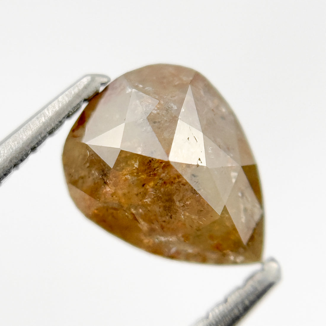1.33 Ct Pear Rose Cut Orange Natural Salt and Pepper Diamond
