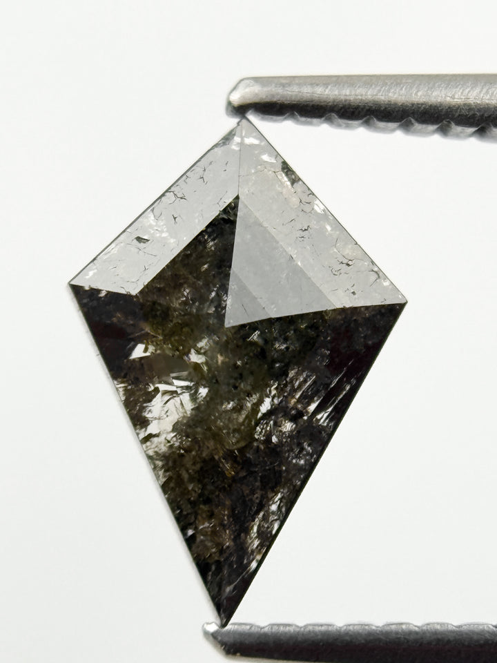0.81 Ct Kite Rose Cut Grey Natural Salt and Pepper Diamond