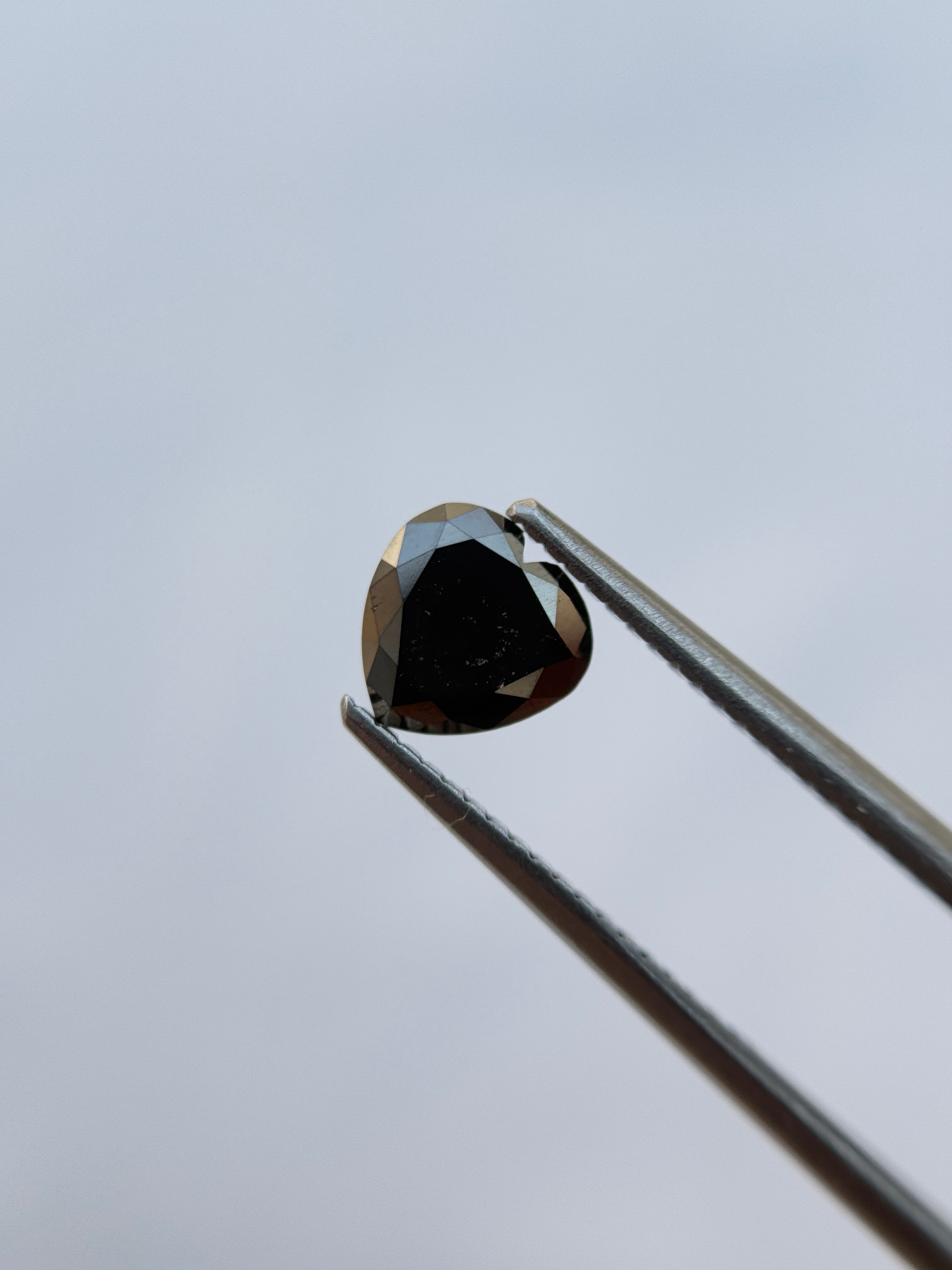0.78 Ct Heart Rose Cut Black Natural Salt and Pepper Diamond