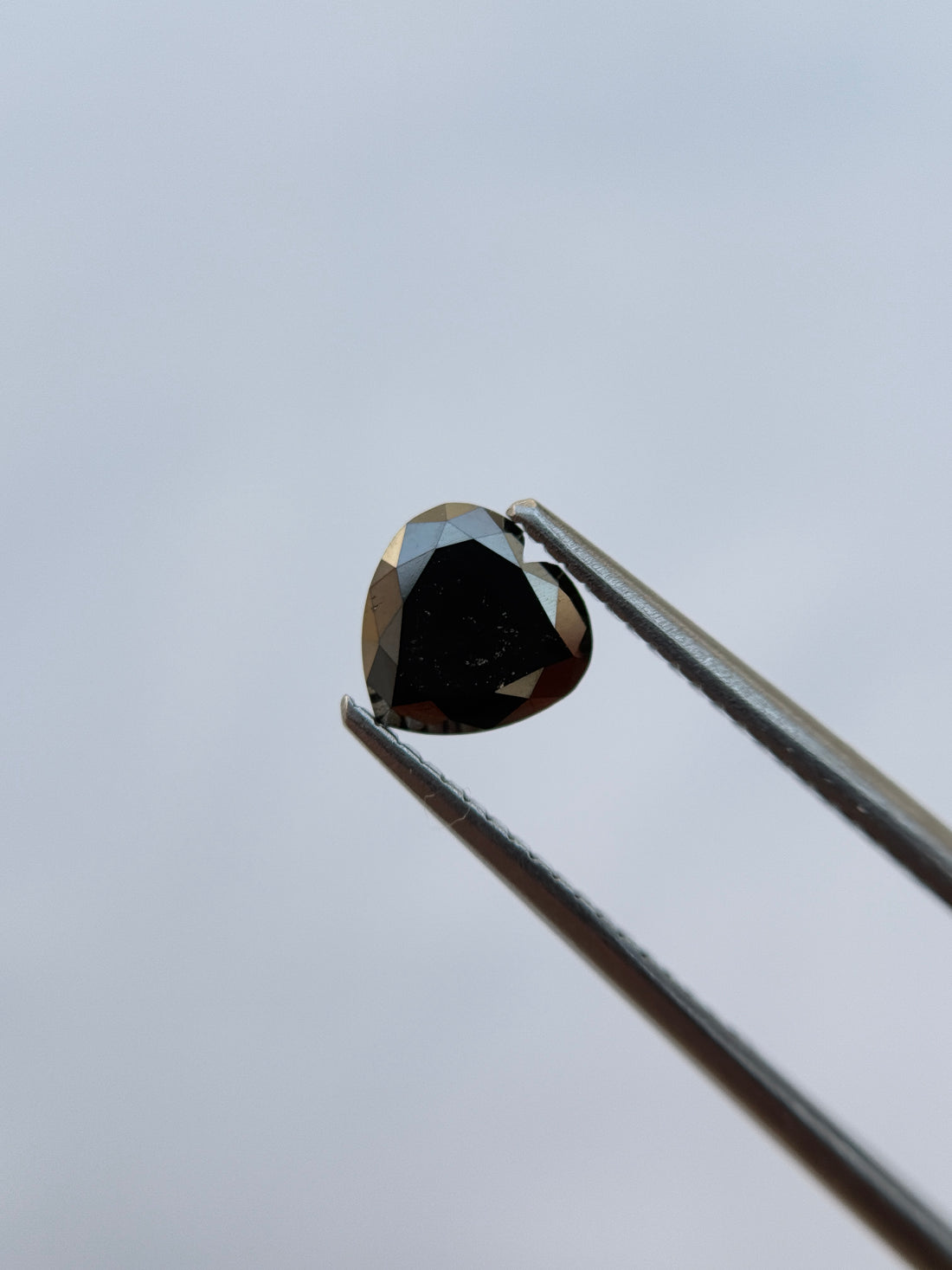 0.78 Ct Heart Rose Cut Black Natural Salt and Pepper Diamond