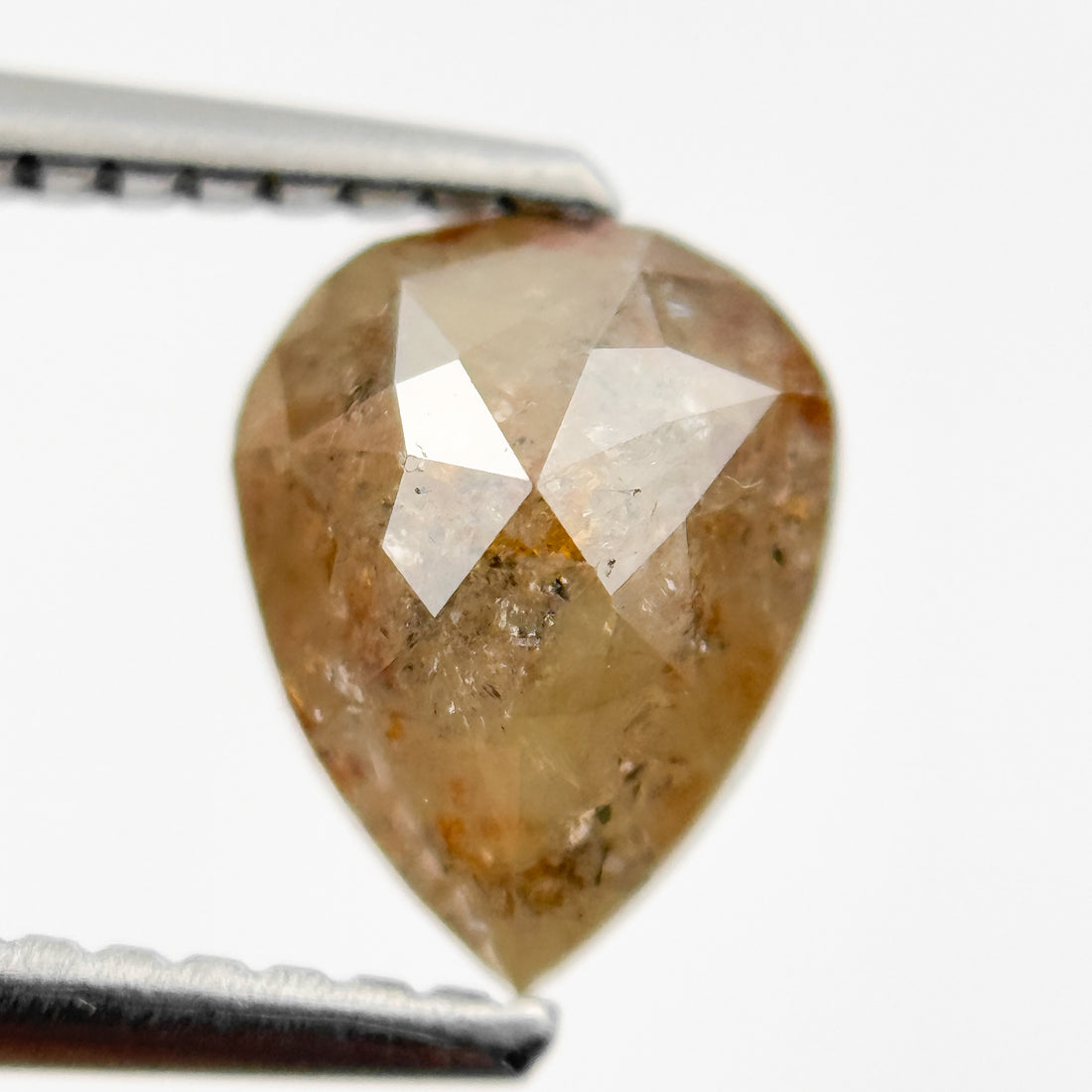 1.33 Ct Pear Rose Cut Orange Natural Salt and Pepper Diamond