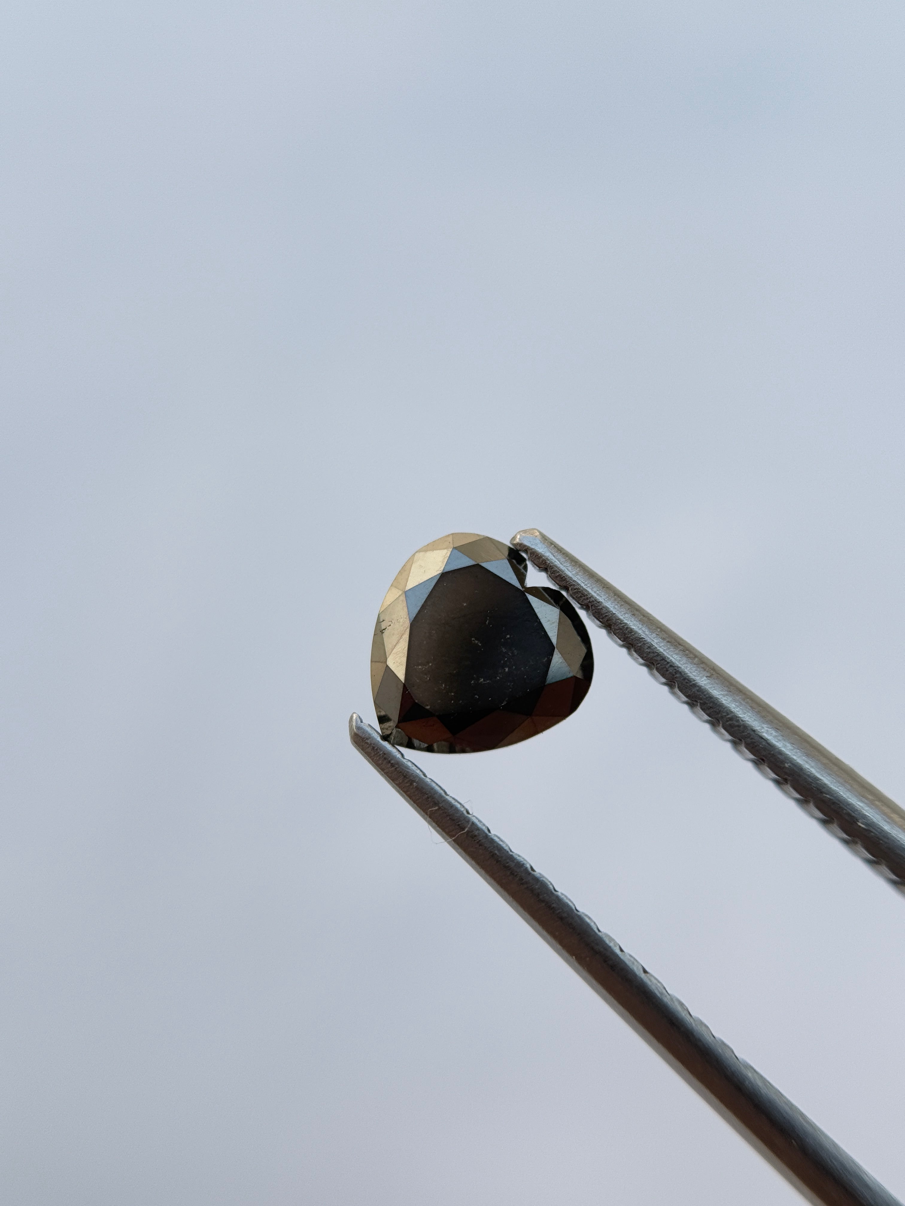 0.78 Ct Heart Rose Cut Black Natural Salt and Pepper Diamond