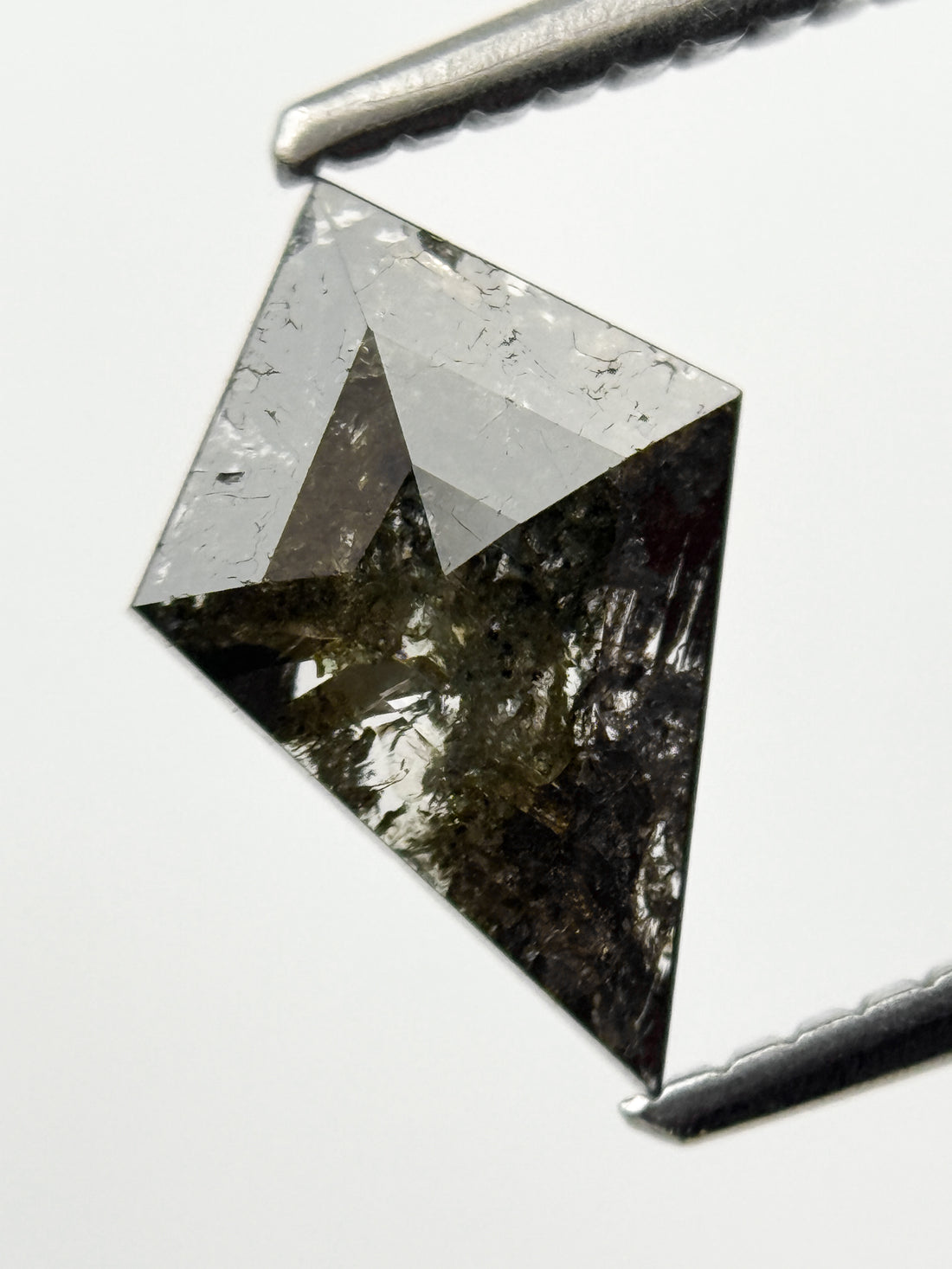 0.81 Ct Kite Rose Cut Grey Natural Salt and Pepper Diamond
