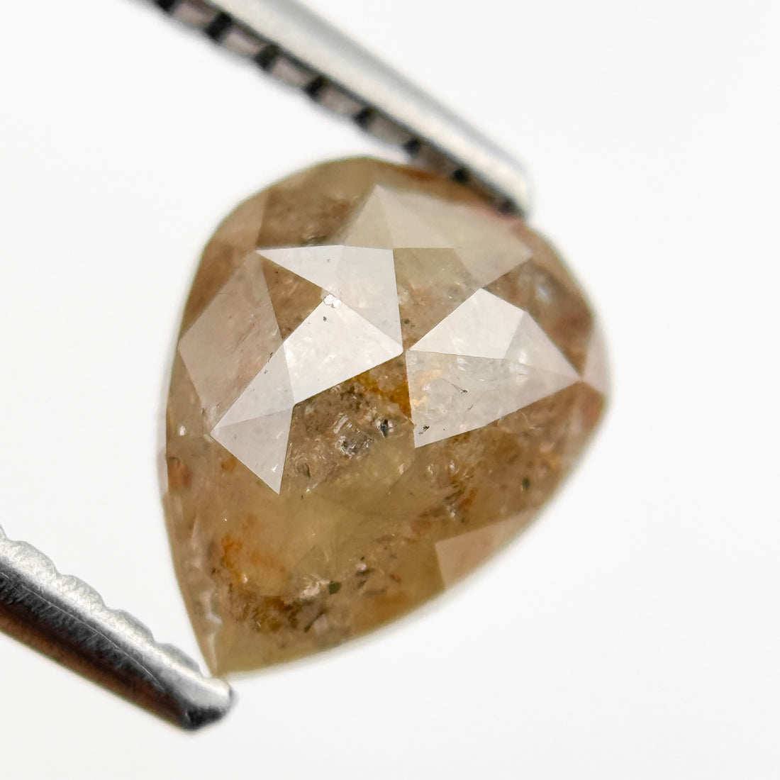 1.33 Ct Pear Rose Cut Orange Natural Salt and Pepper Diamond