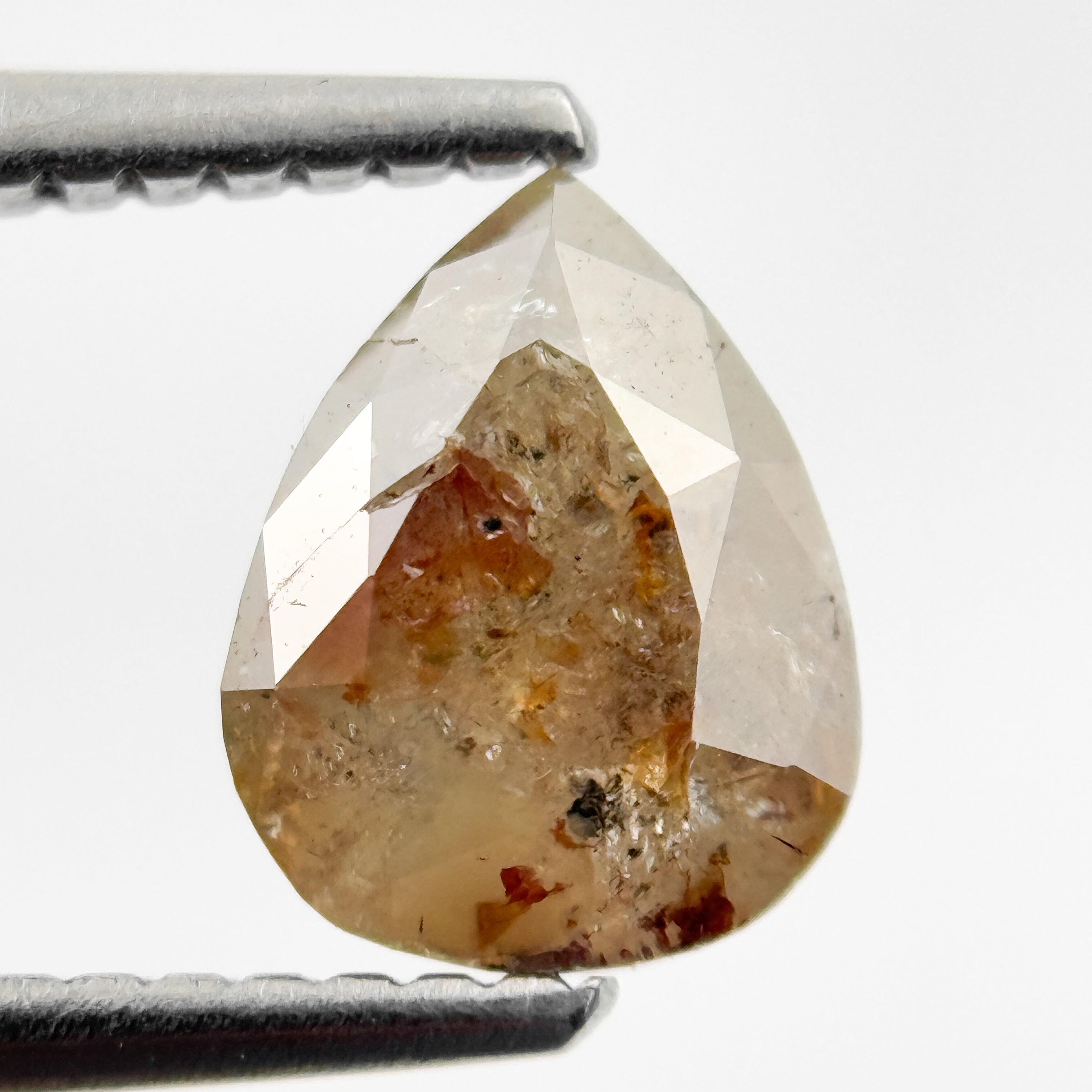 1.33 Ct Pear Rose Cut Orange Natural Salt and Pepper Diamond