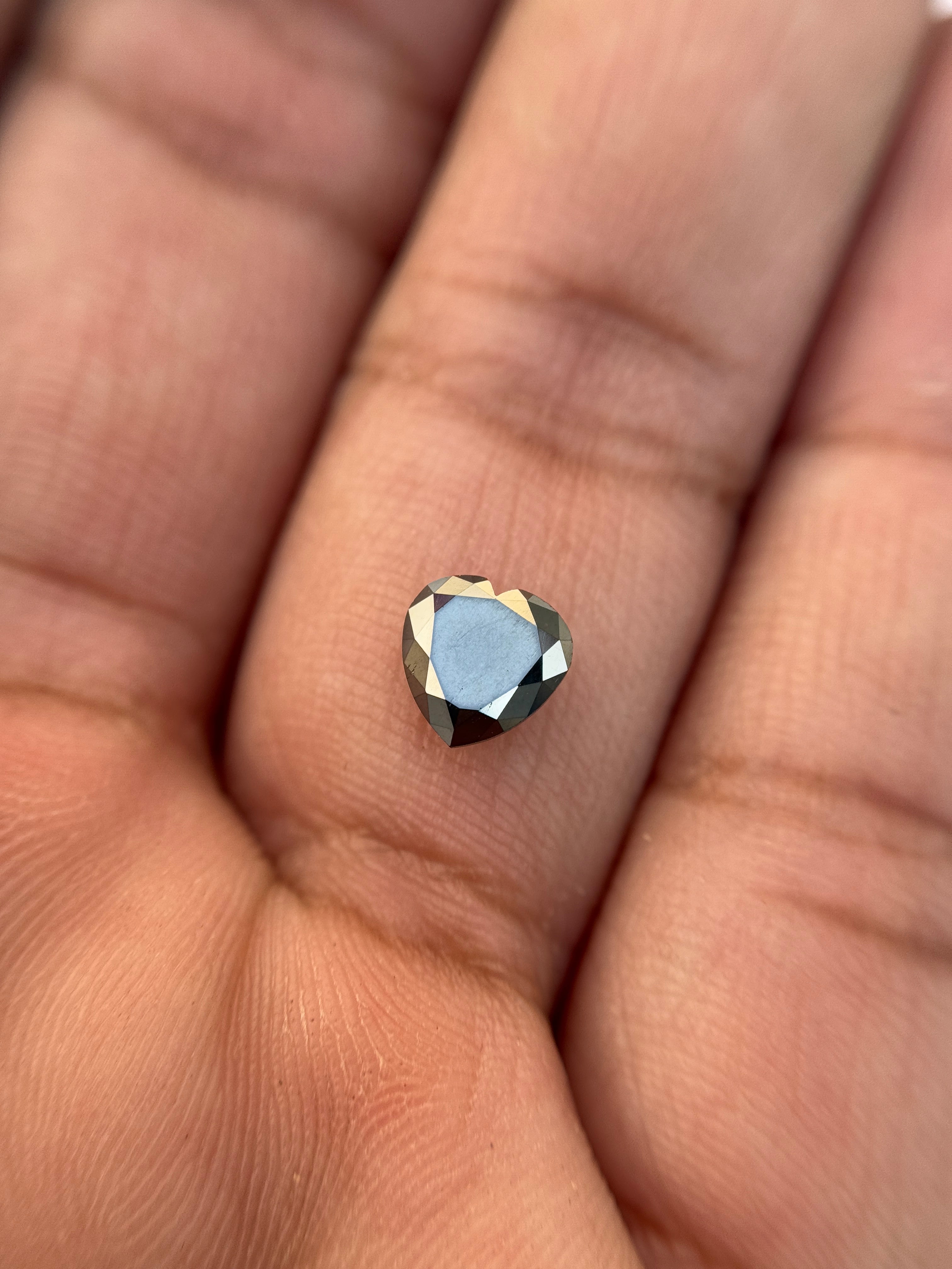 0.78 Ct Heart Rose Cut Black Natural Salt and Pepper Diamond