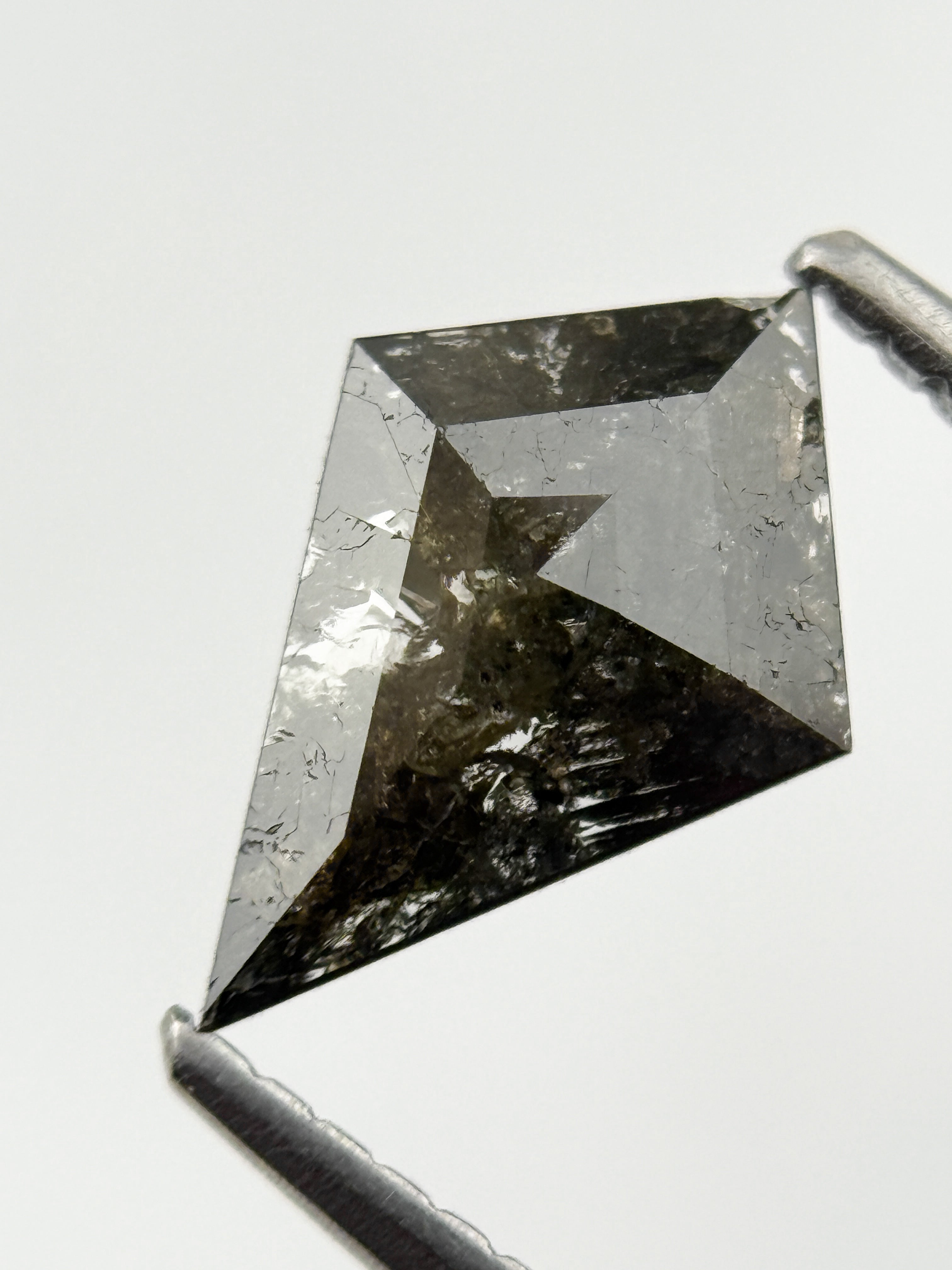 0.81 Ct Kite Rose Cut Grey Natural Salt and Pepper Diamond