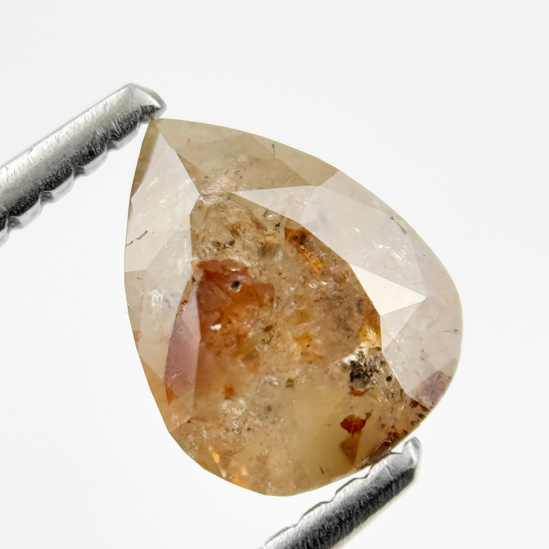 1.33 Ct Pear Rose Cut Orange Natural Salt and Pepper Diamond