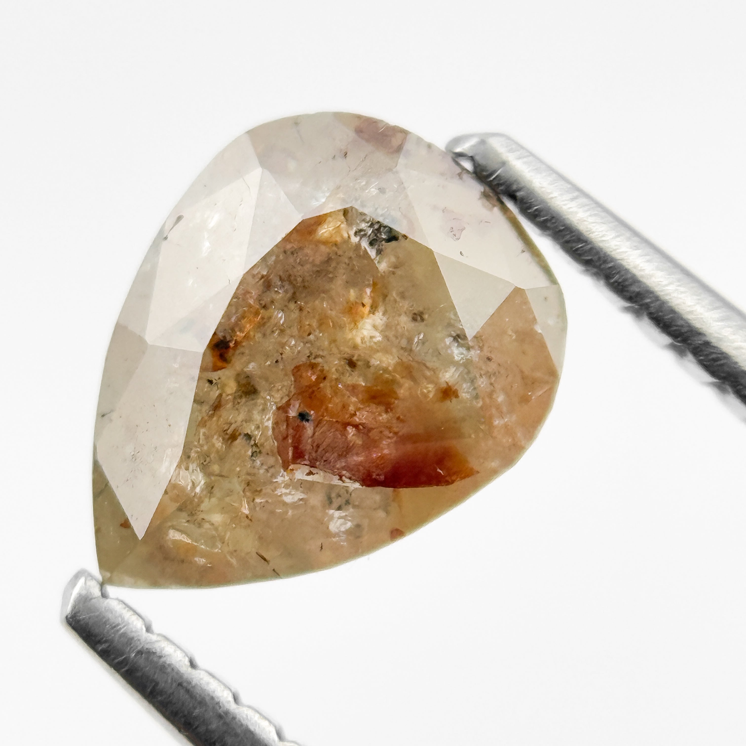 1.33 Ct Pear Rose Cut Orange Natural Salt and Pepper Diamond