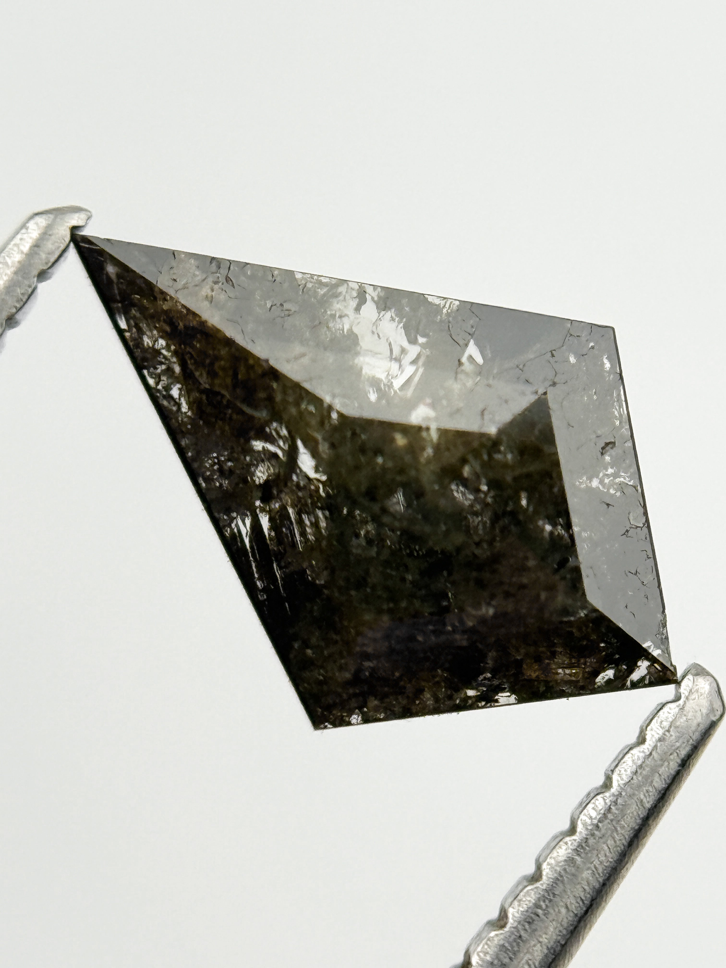 0.81 Ct Kite Rose Cut Grey Natural Salt and Pepper Diamond