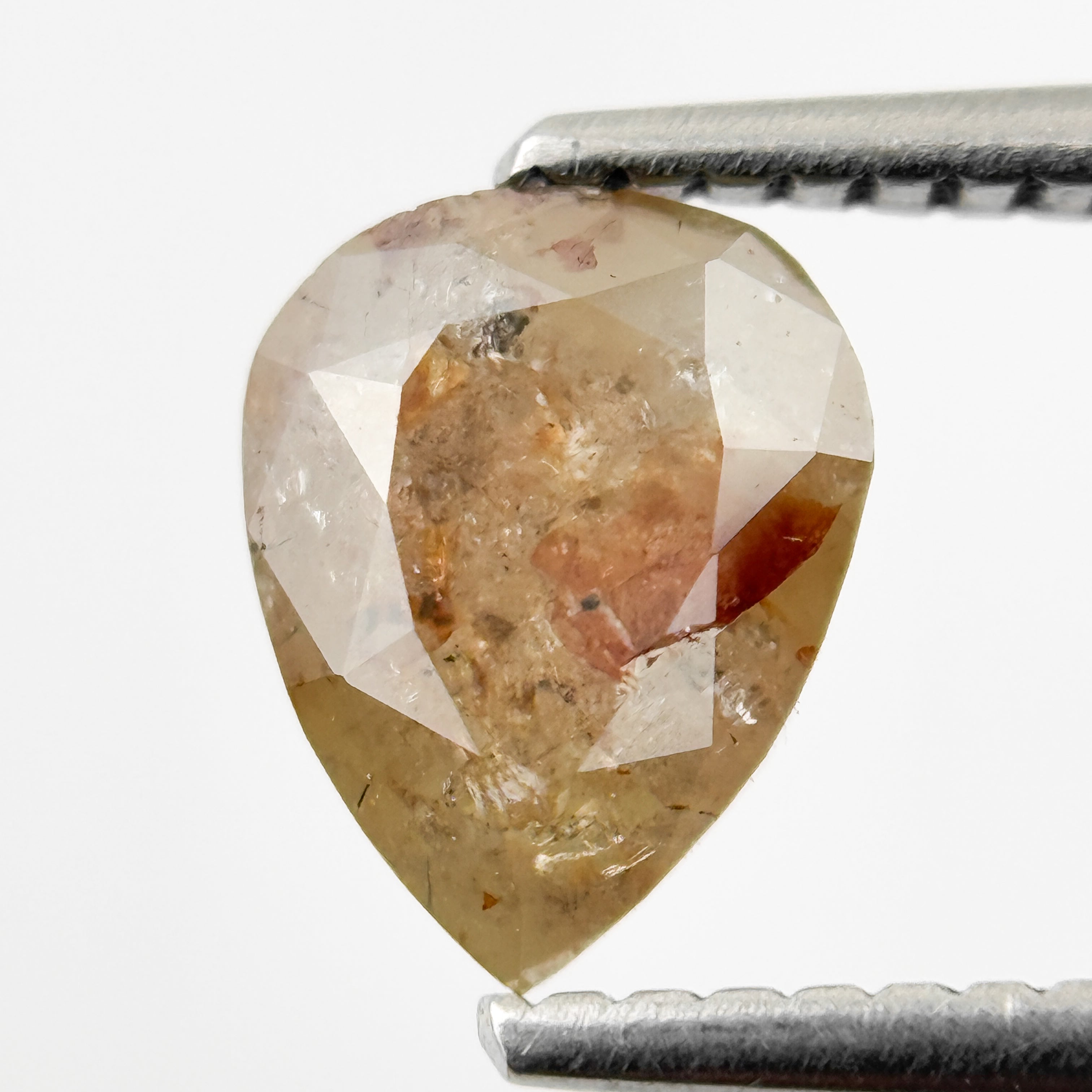 1.33 Ct Pear Rose Cut Orange Natural Salt and Pepper Diamond