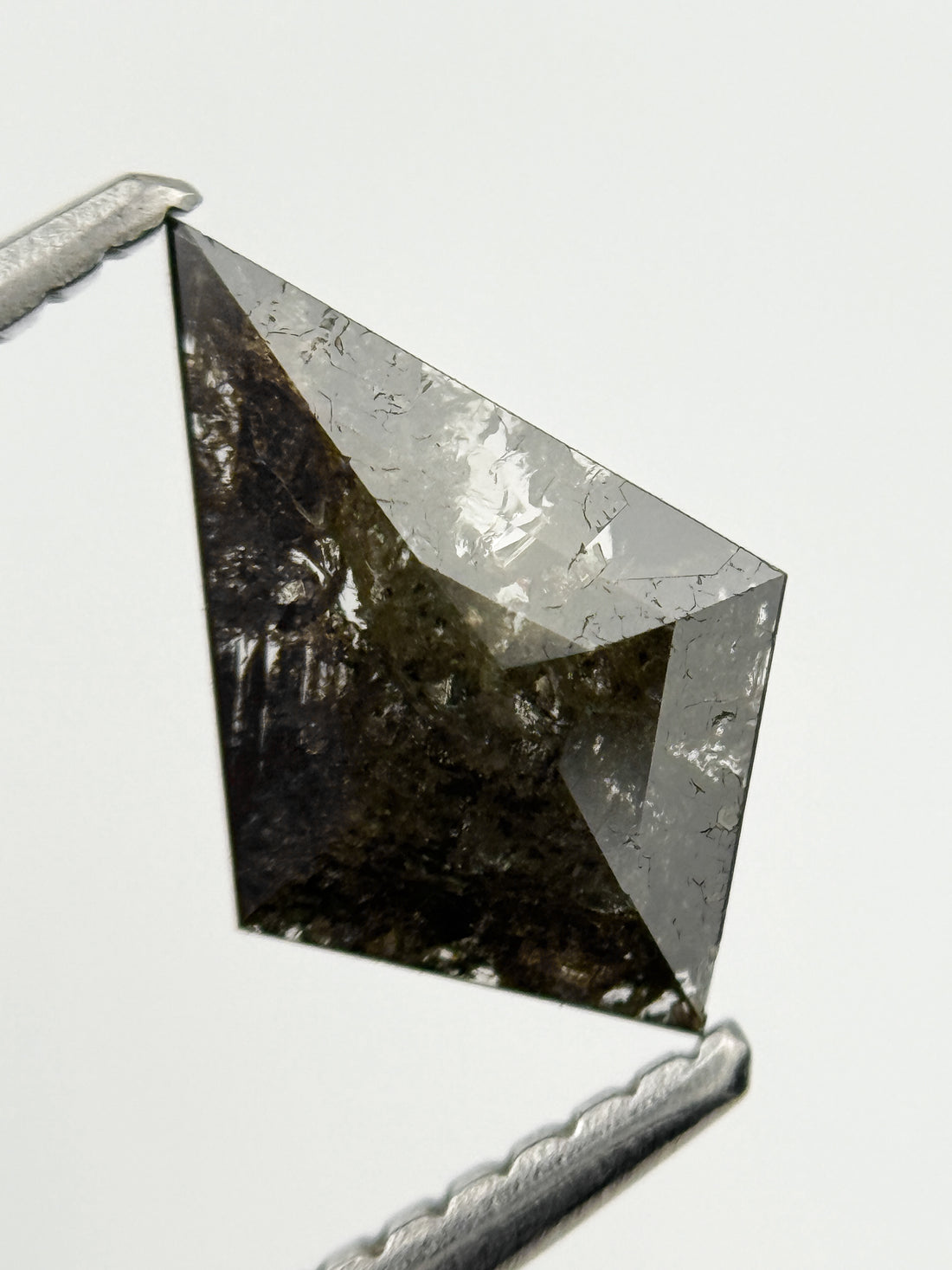 0.81 Ct Kite Rose Cut Grey Natural Salt and Pepper Diamond